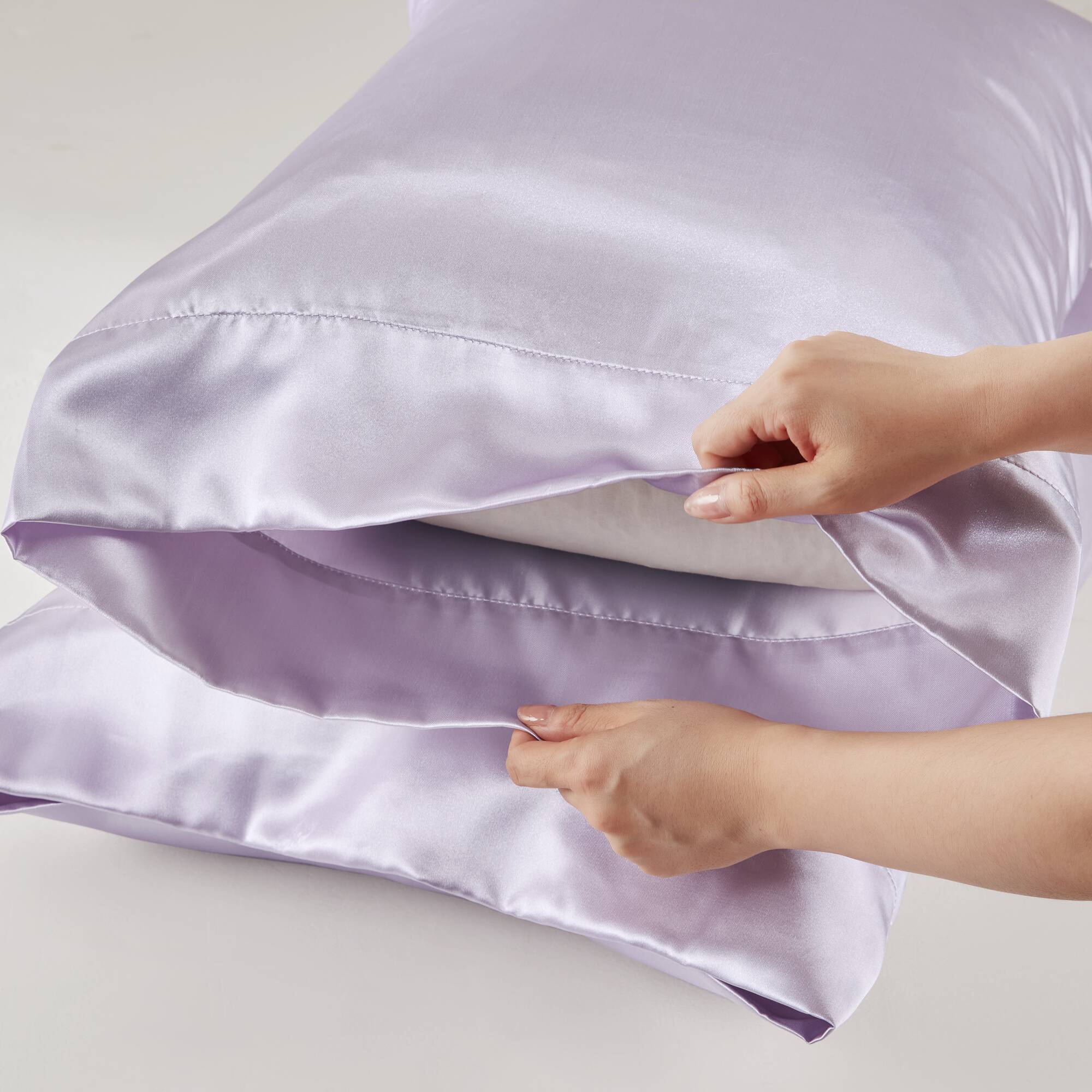 Lilac Twin Satin Polyester Luxury Sheet Set