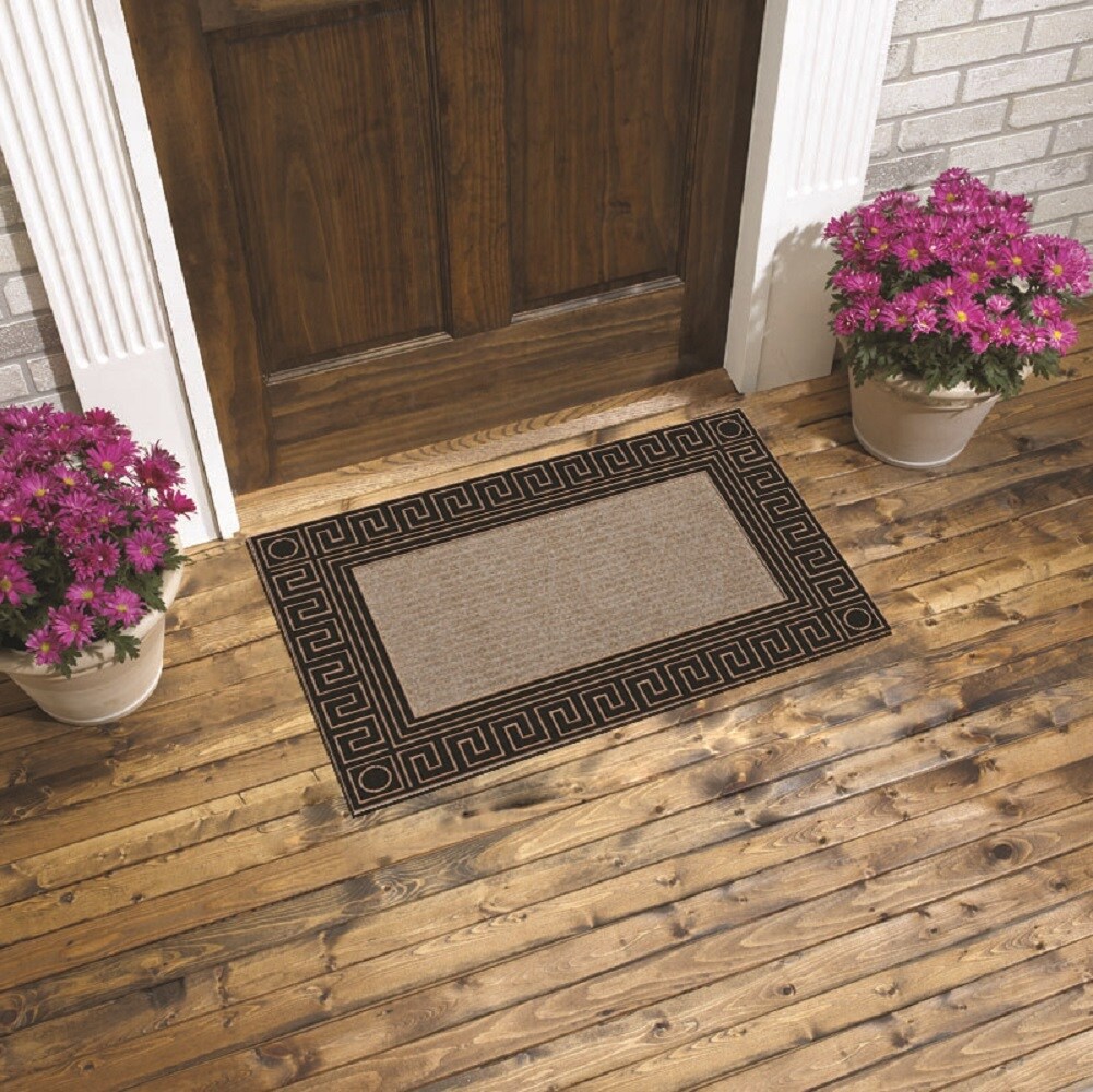 A1 Home Collections Contemporary Personalizable Neutral Rubber, Coir  Indoor, Outdoor Doormat, 3' x 4' 
