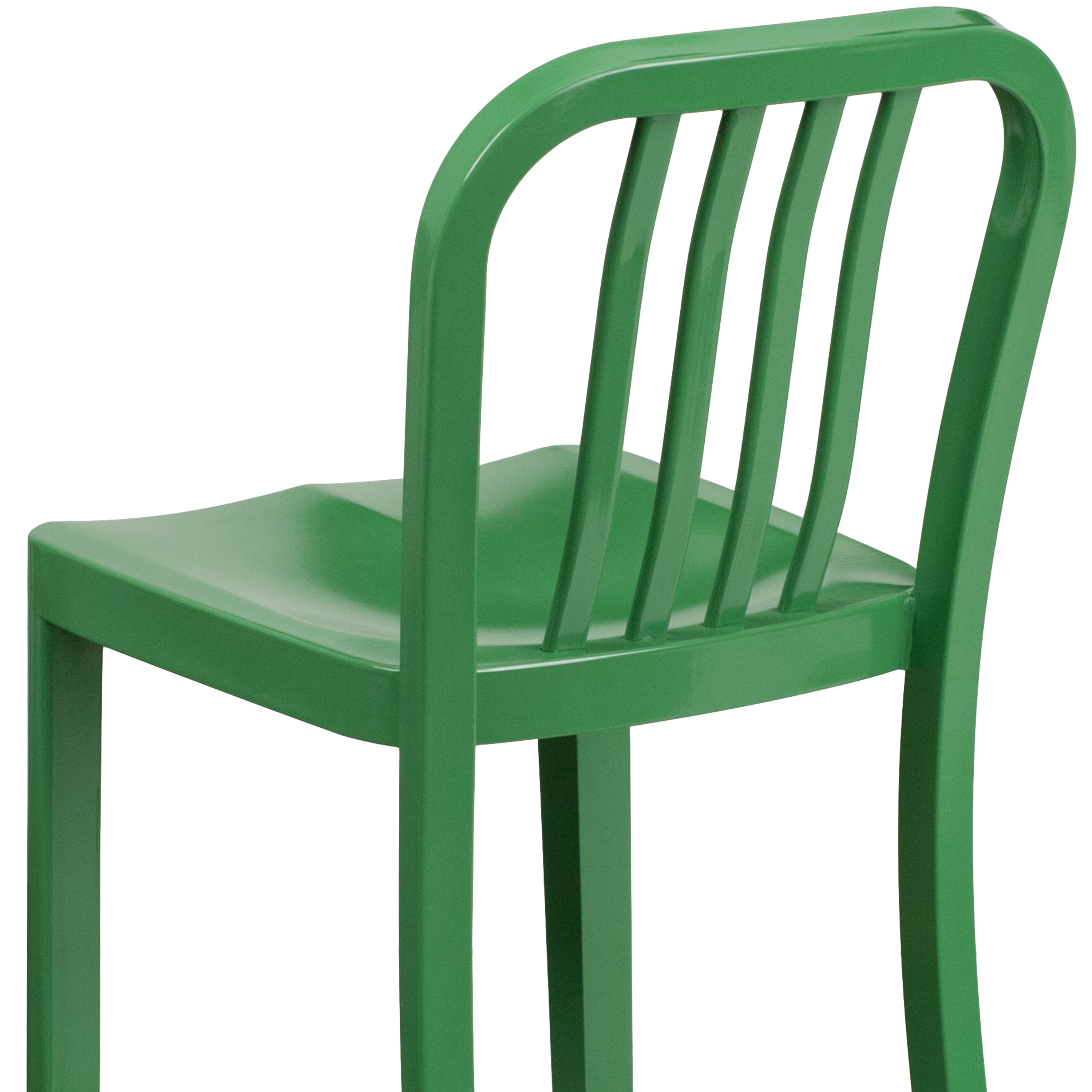 Green Metal 24" Counter Height Stool with Slat Back