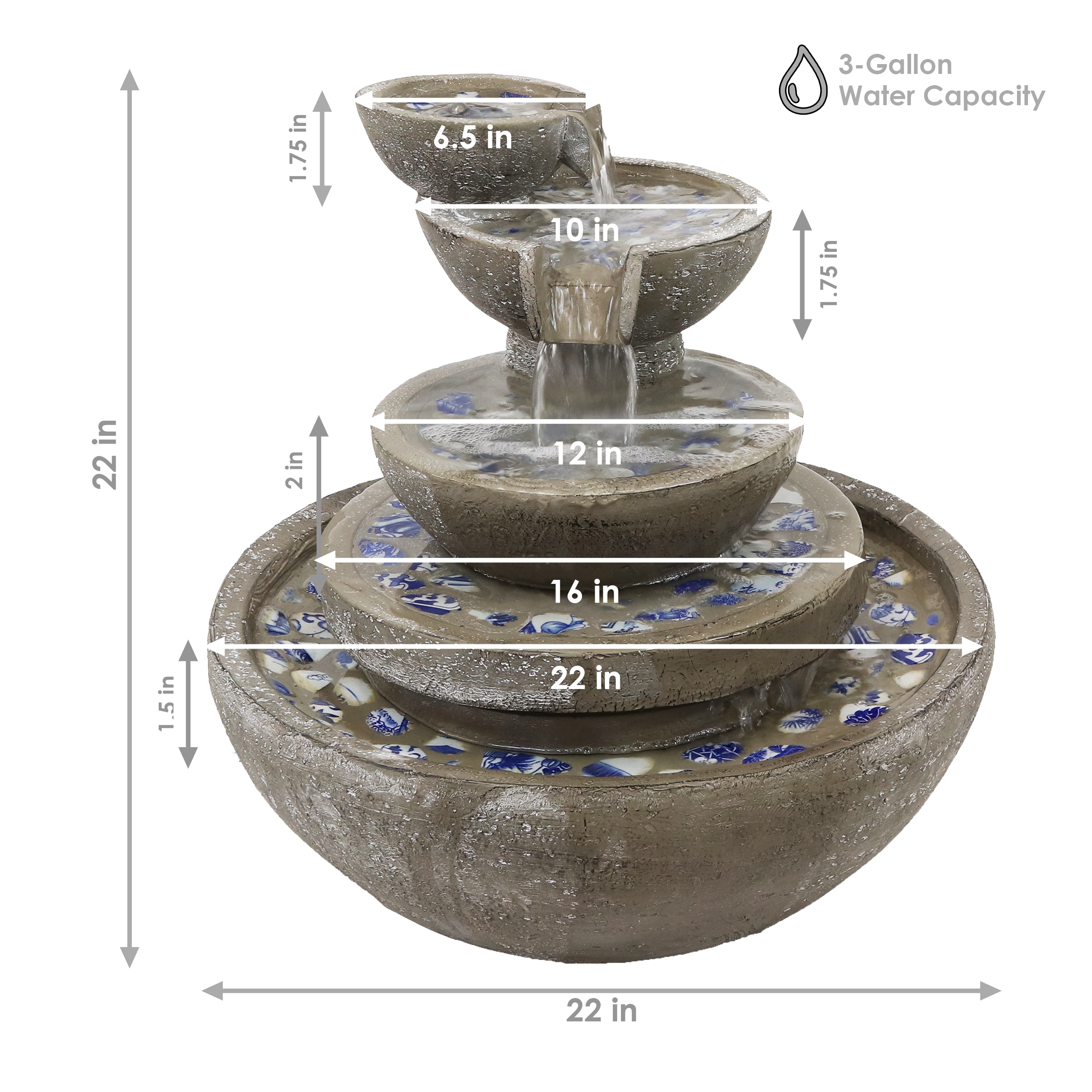 Sunnydaze Decor Sunnydaze 5-Tier Mosaic Marvel Outdoor Water Fountain ...