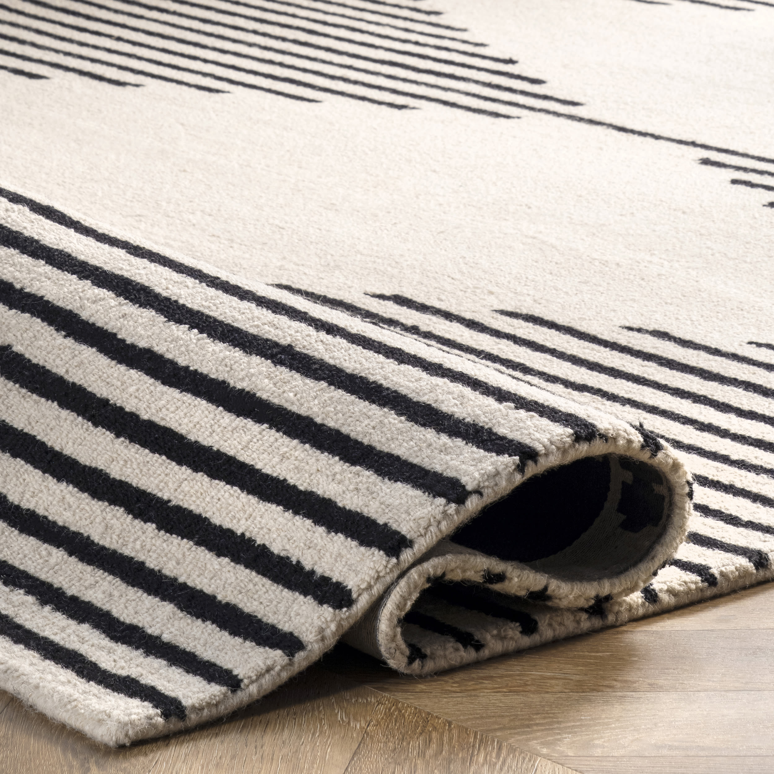 Ivory Handmade Rectangular Wool Blend 8'x10' Area Rug