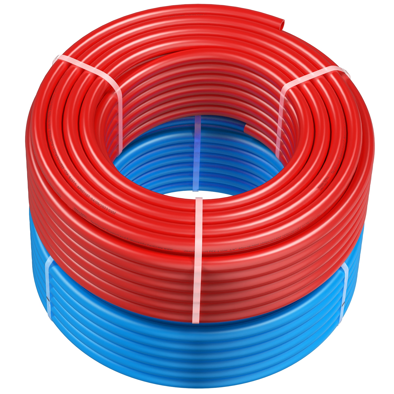 VEVOR SCPEXAG34INC04685V0 PEX Pipe 3/4 Inch  2 x 100 Feet Length PEX-A Flexible Pipe Tubing for Potable Water  Pex Water Lines for Hot/Cold Water   Easily Restore  Plumbing Applications with Free Cutter  Blue   Red