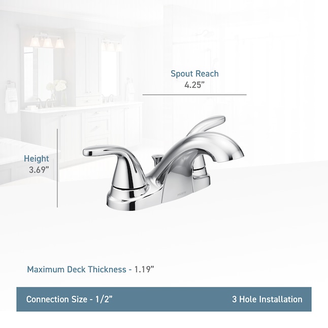 Moen Adler Chrome 2 Handle 4 In Centerset Watersense Bathroom Sink Faucet With Drain The Faucets Department At Com - How To Remove Moen 3 Piece Bathroom Faucet