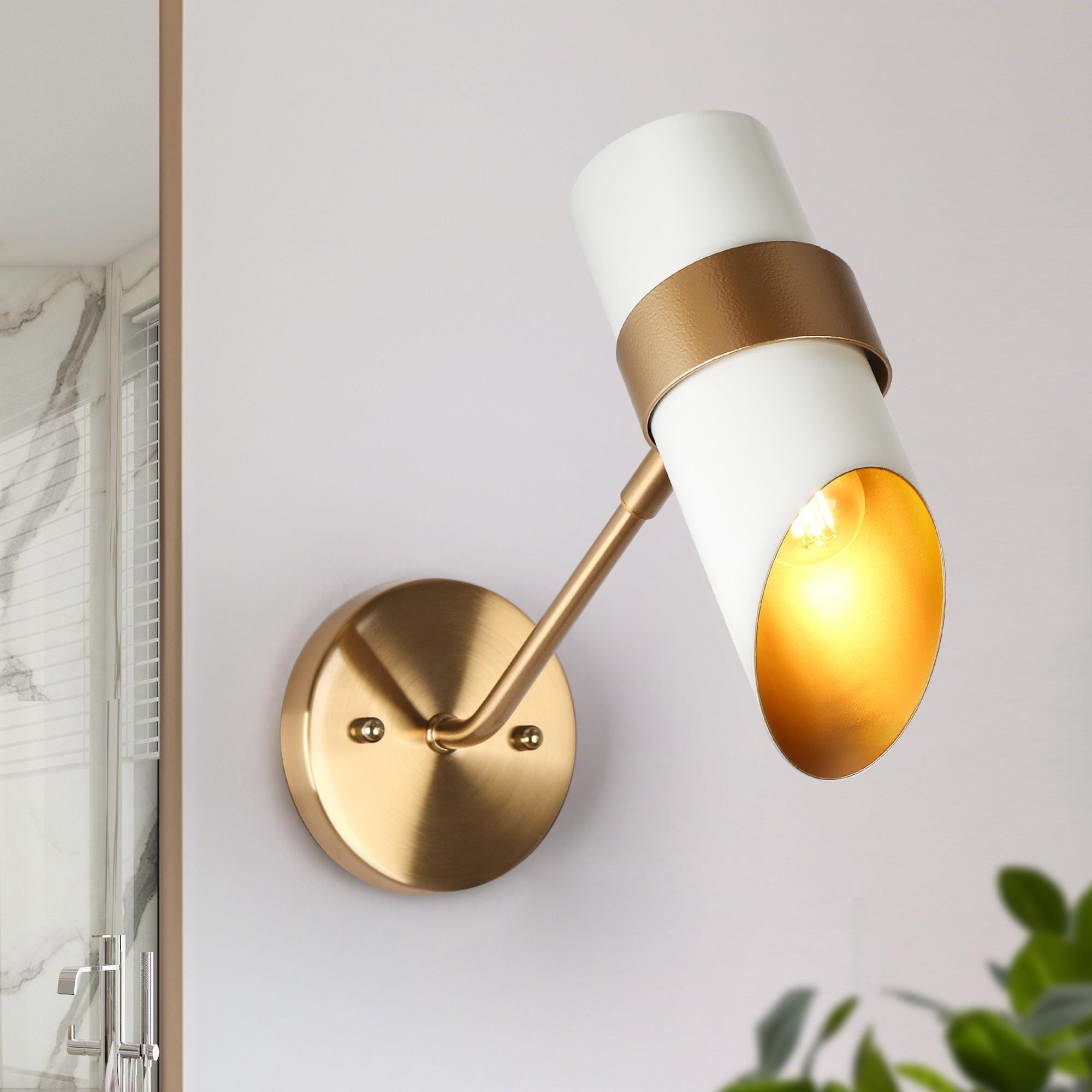 LNC ZQR6RQLWS1062AS8 Charonefos 4.7-in W 1 -Light Matte White Mid-century Wall Sconce