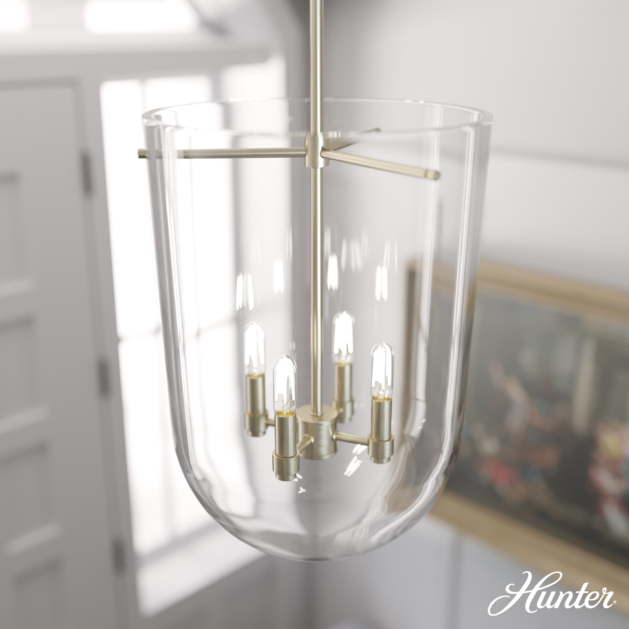 Alturas Gold Bell-Shaped Clear Glass Nickel Pendant Light