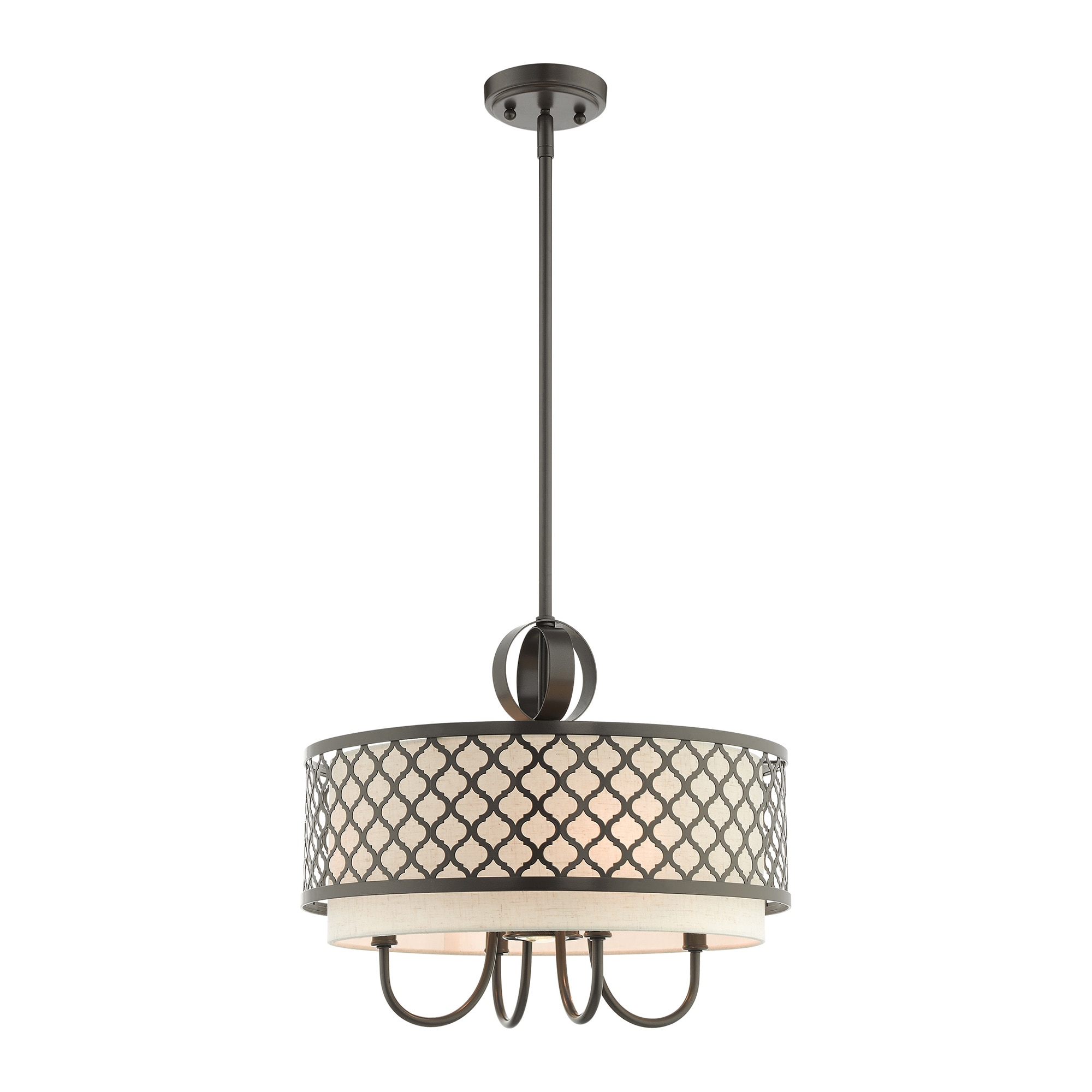 Livex Lighting 41115-92 Arabesque 5 -Light Matte Bronze Transitional For Use in Bathrooms, Bedrooms, Dining Rooms, Foyers, Kitchens, Living Rooms Chandelier