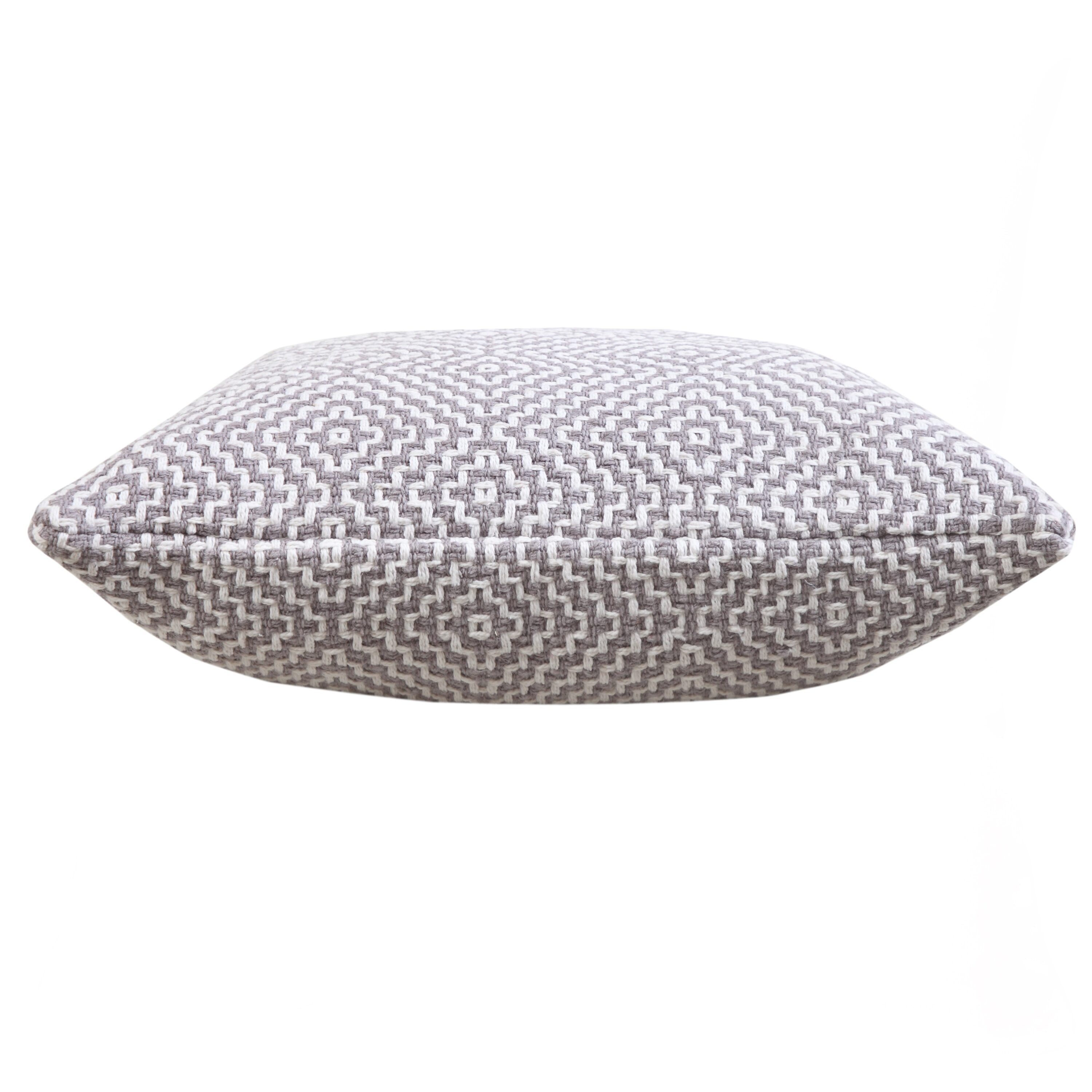 Gray and White Geometric Cotton 20" Square Throw Pillow