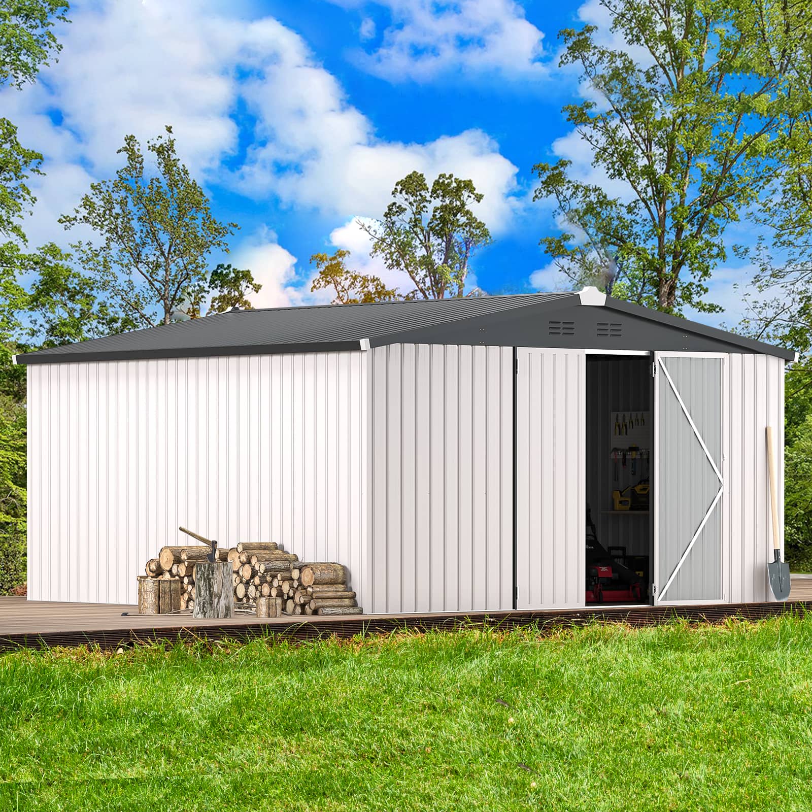 AECOJOY 16332WH-LS02 Metal-Storage-Buildings-Sheds - View #3