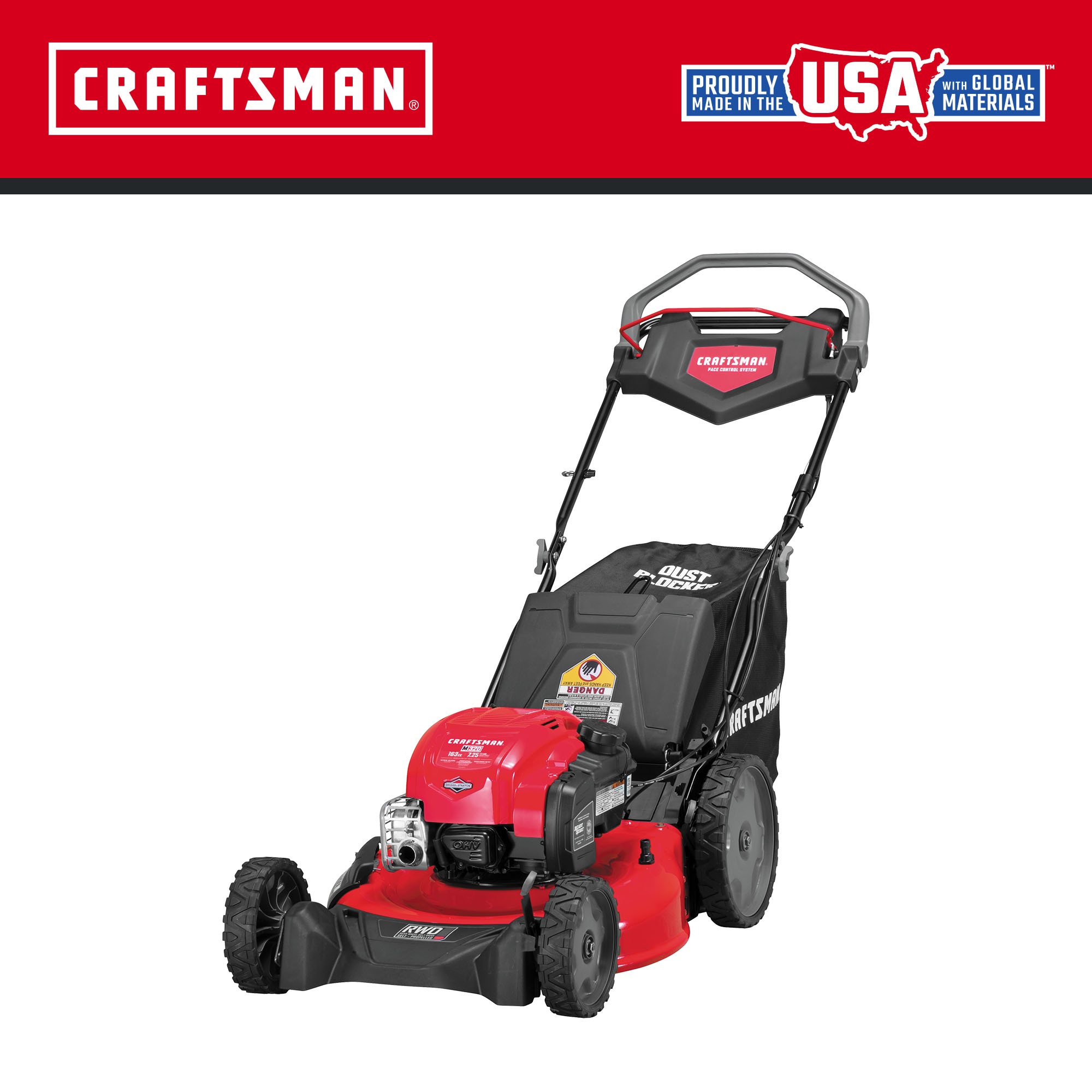 CRAFTSMAN M230 21-in Gas Self-propelled Lawn Mower with 163-cc