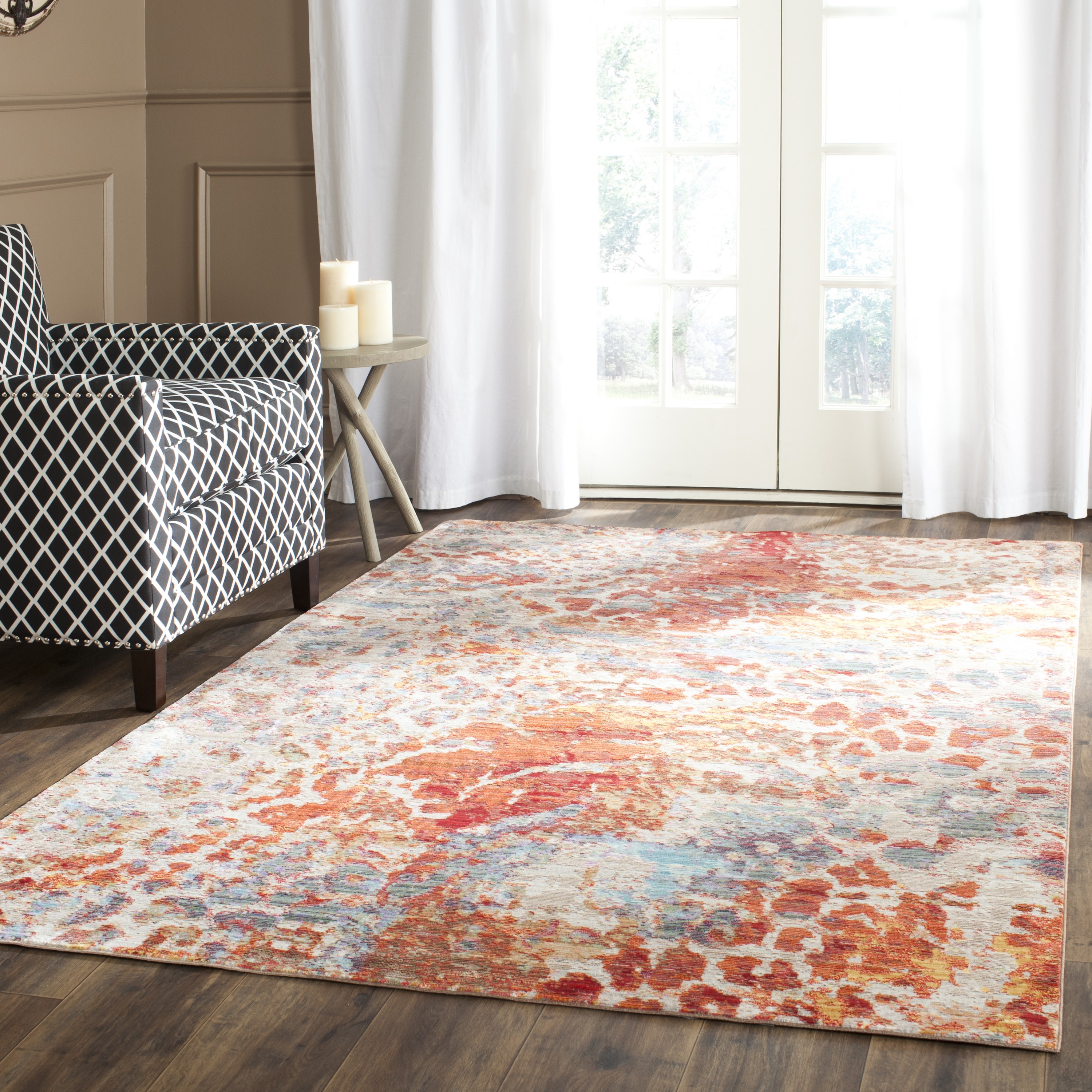 Valencia Multi-Color Abstract Polyester 3' x 5' Area Rug