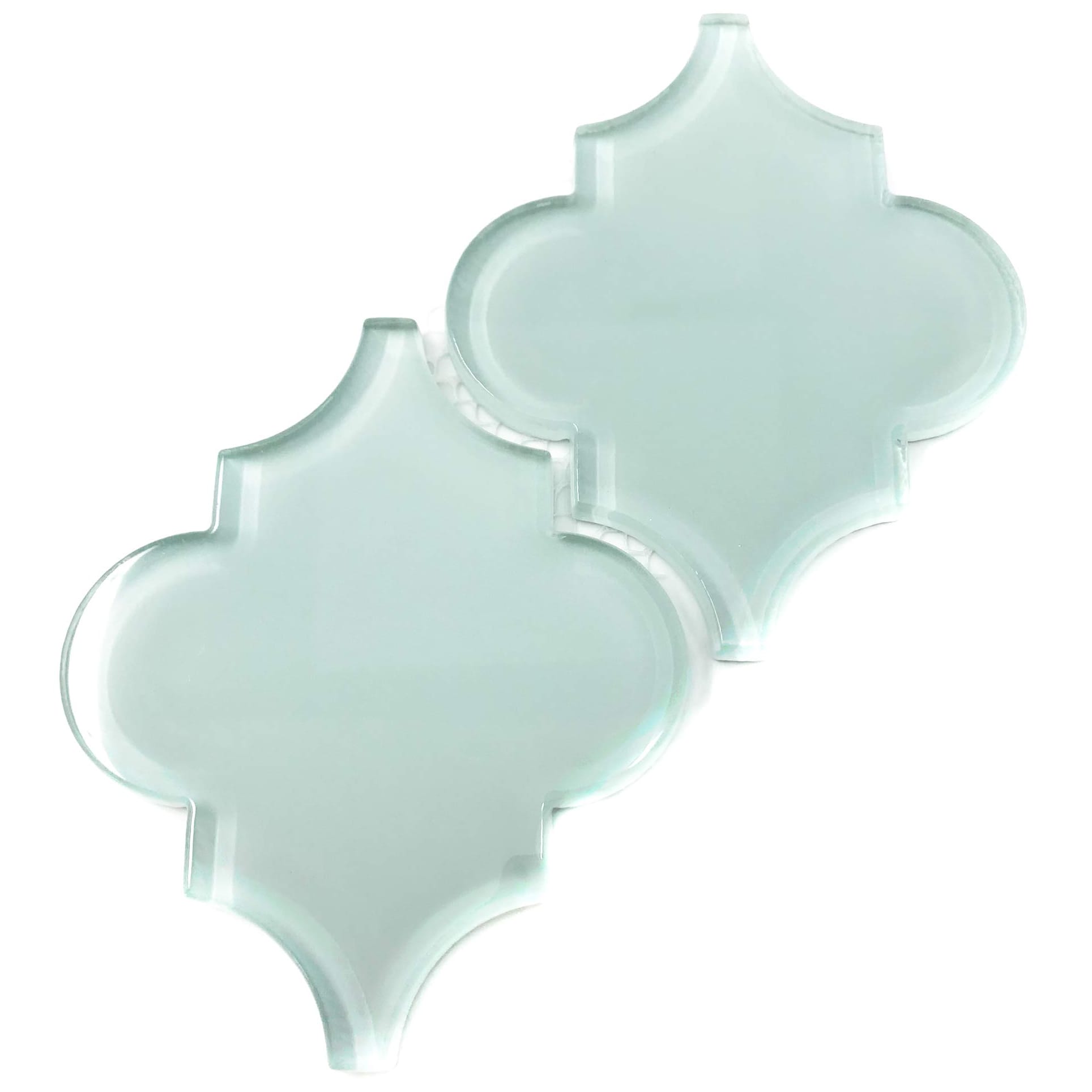 Giorbello G9133-SMPL Sample- Glass Tiles Baby Blue 4-in x 4-in Glossy Glass Patterned Arabesque Wall Tile