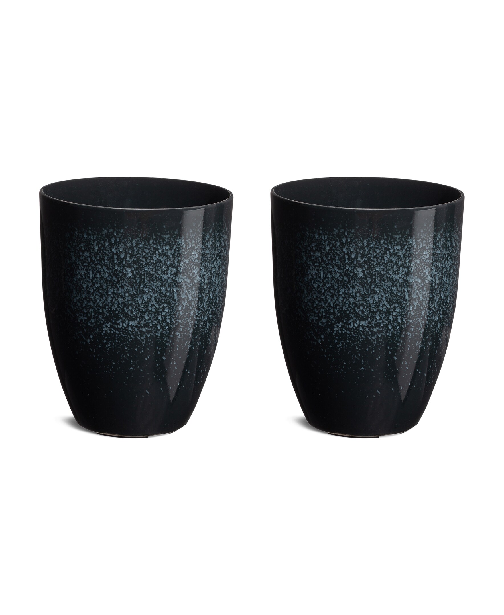 Glitzhome JT2007200011 2 -Pack Round 13.75-in W Medium Black HDPE Indoor/Outdoor Planter with Self Watering