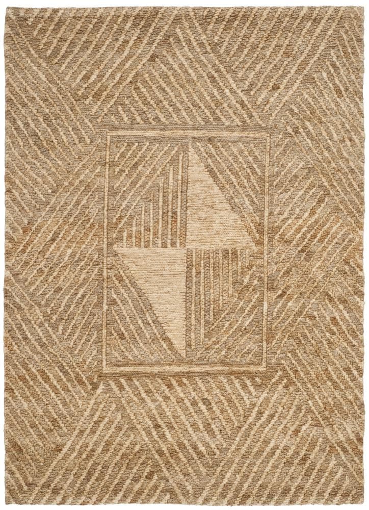 Hand-Knotted Ivory Geometric Jute Area Rug, 5' x 8'