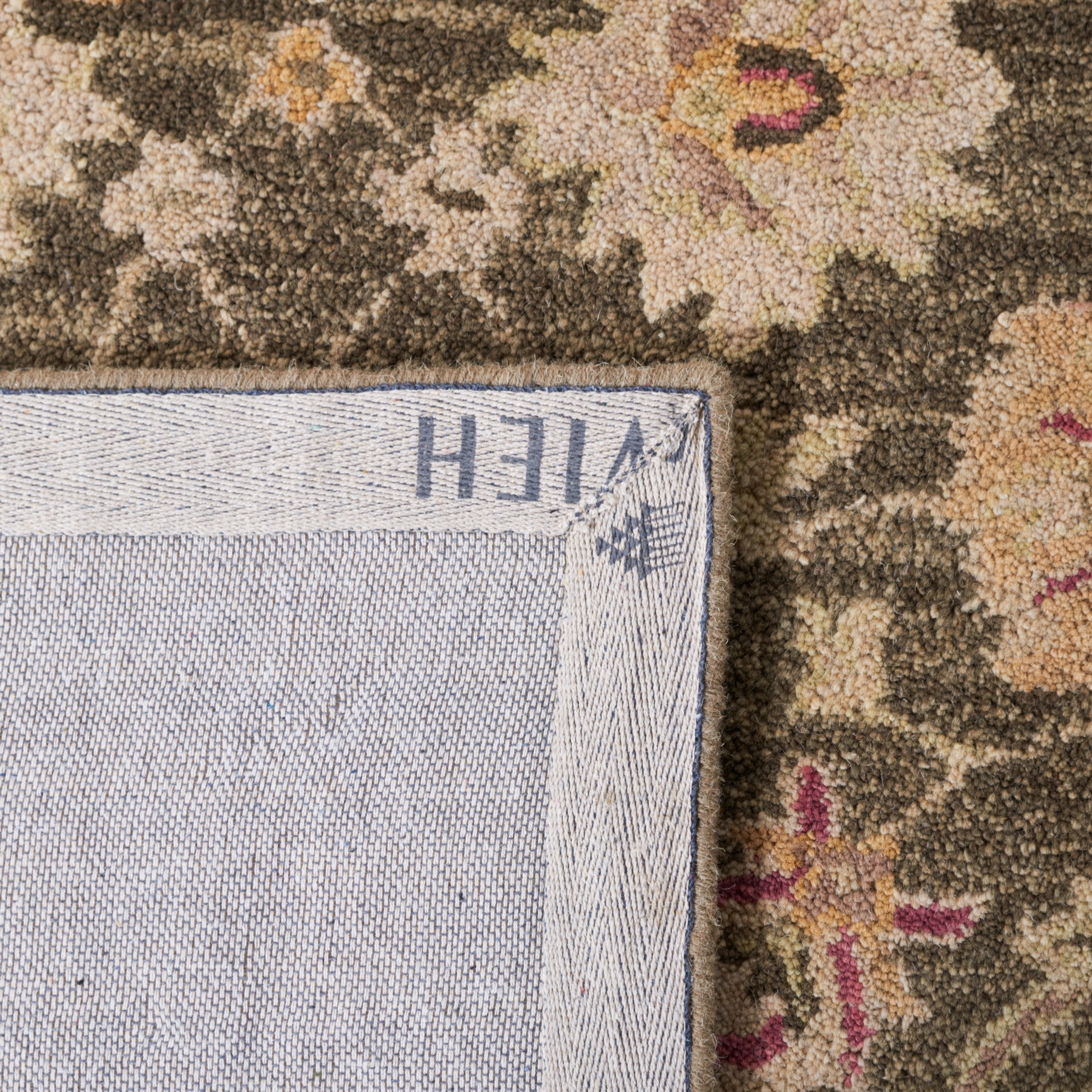 Olive Grey and Beige Hand-Tufted Wool Runner Rug