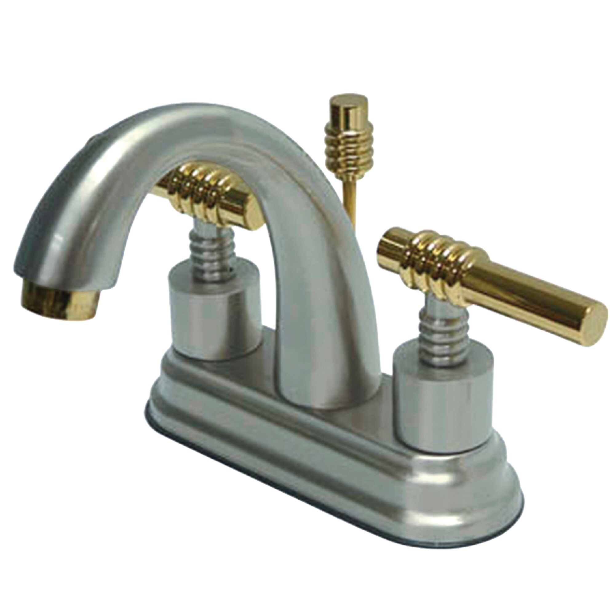 Elements of Design ES8614ML Chrome/Polished Brass 4-in centerset 2-Handle Bathroom Sink Faucet with Drain