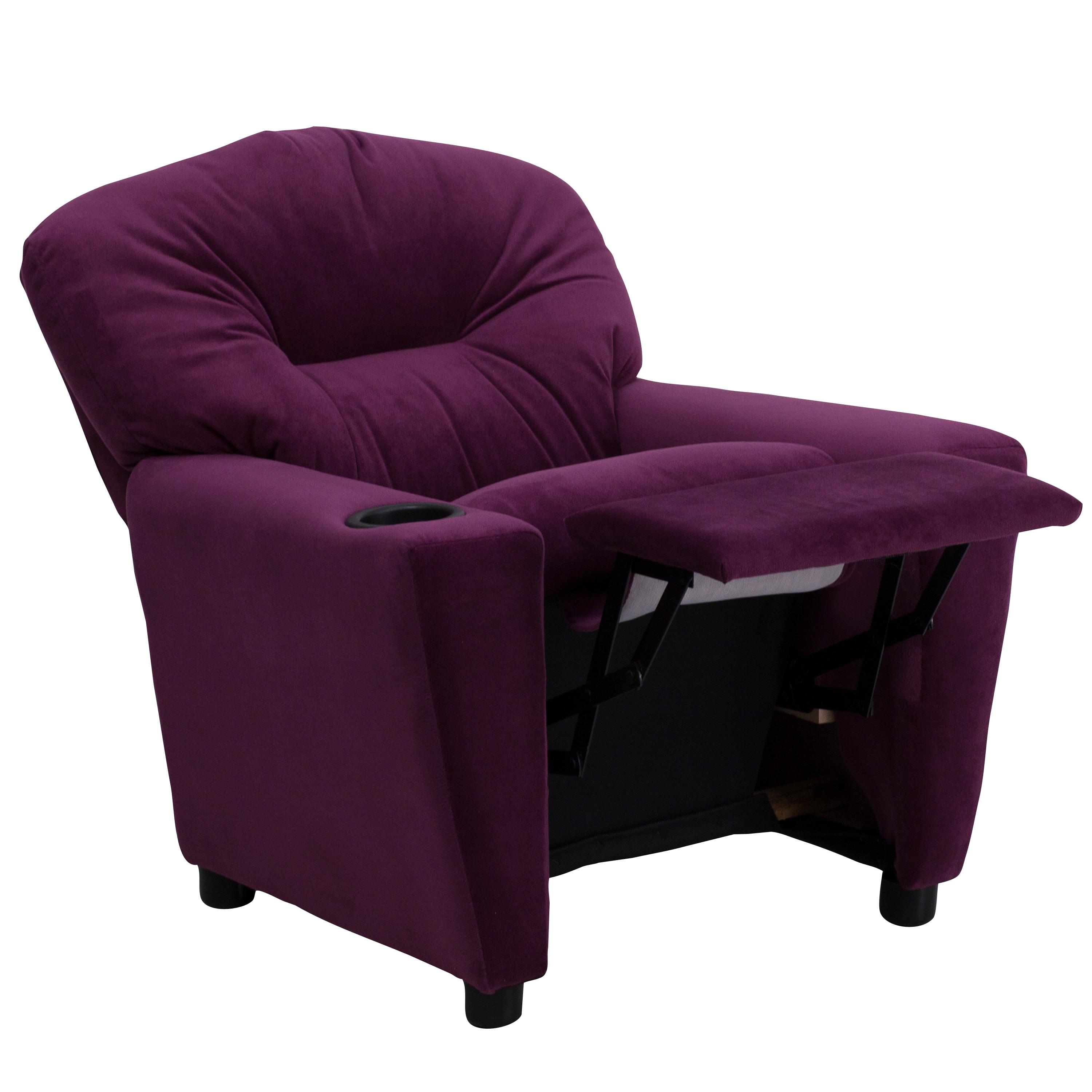 Lilac Dreams Purple Microfiber Kids Recliner with Cup Holder
