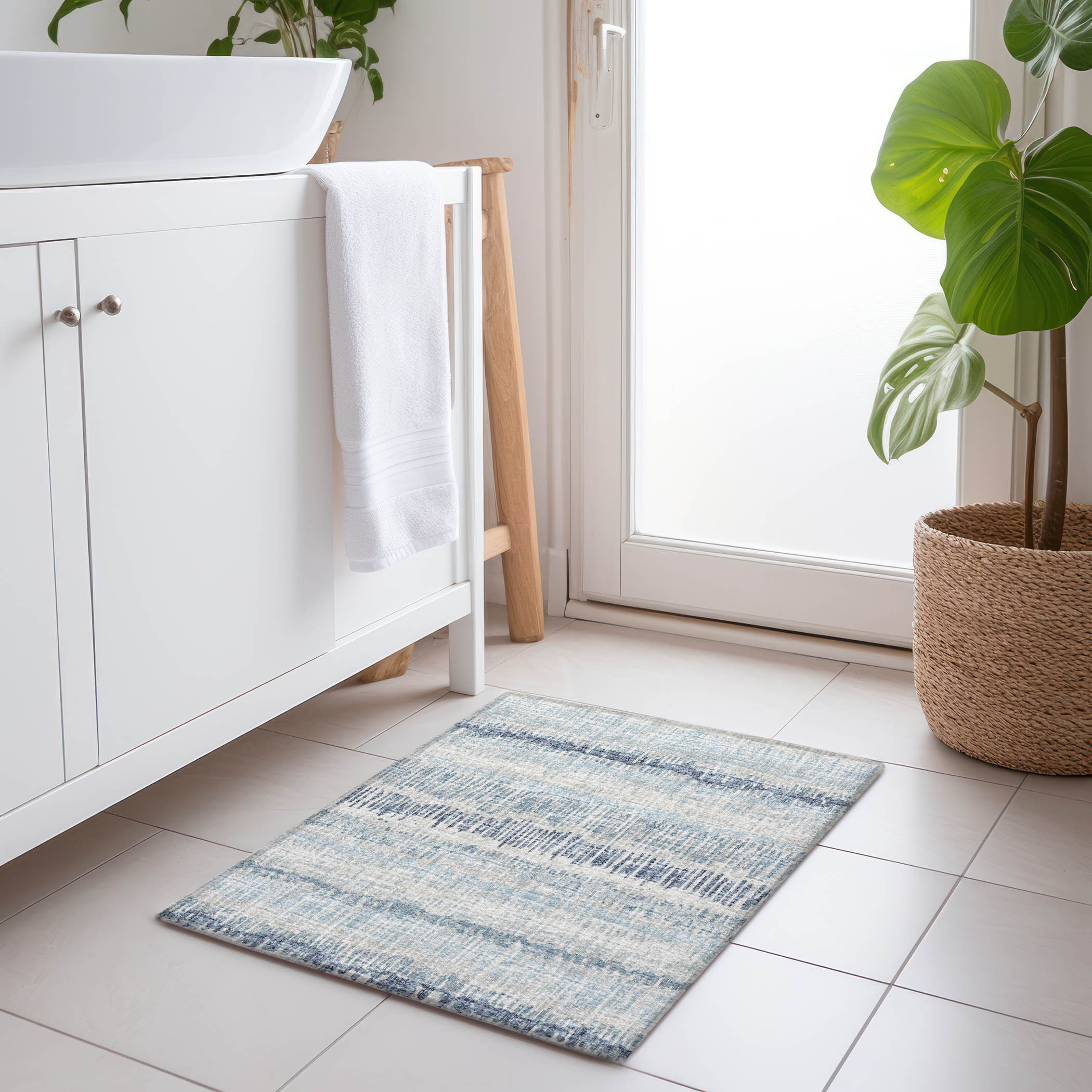 Addison Rugs AMF37BL20X30 Mayfield AMF37BL 2 x 3 (ft) Loomed Polyester Blue Rectangular Indoor Abstract Machine washable Area rug