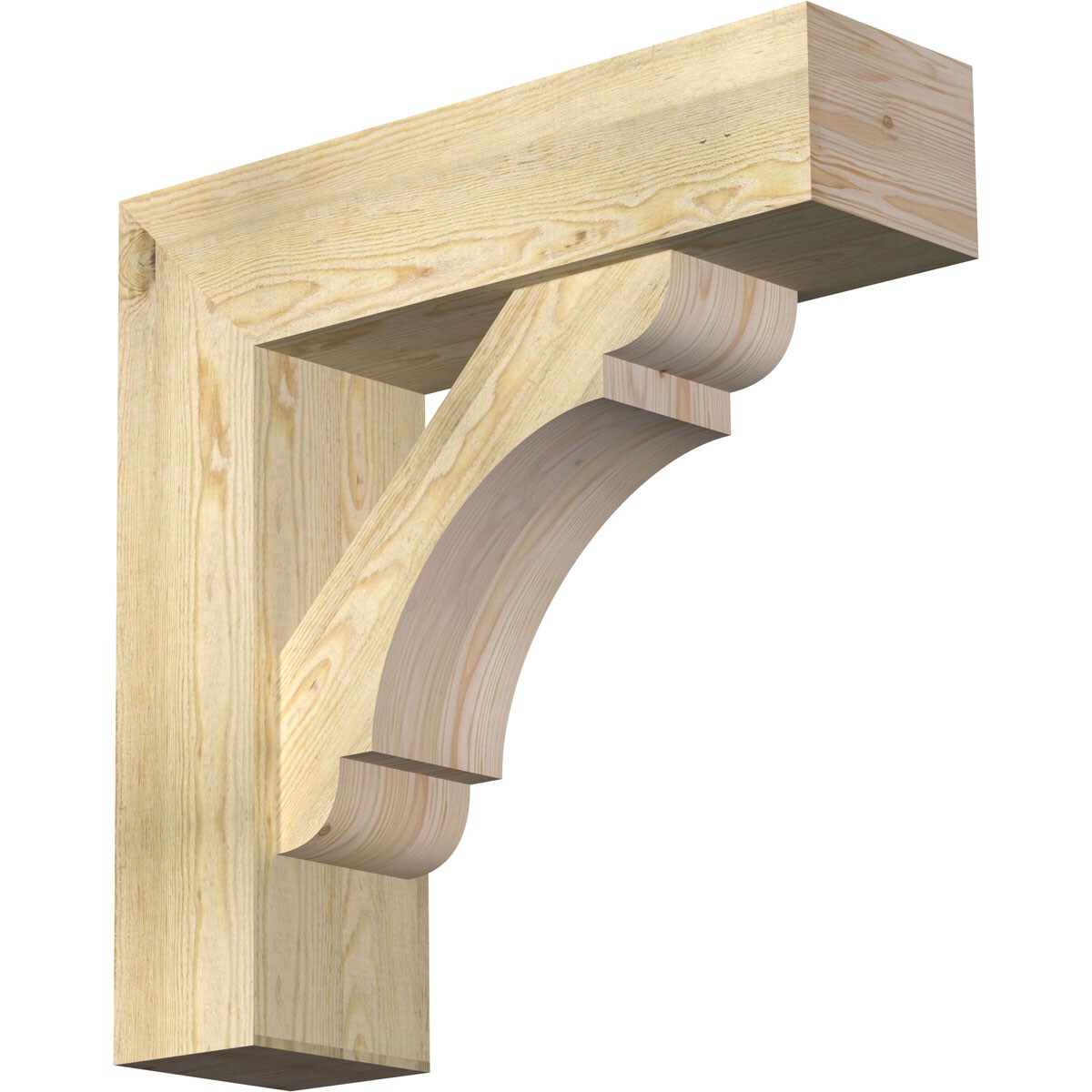 Ekena Millwork 1463682 Olympic block rough sawnbracket with offset brace 8-in x 28-in x 28-in Douglas fir Brown Wood Standard bracket