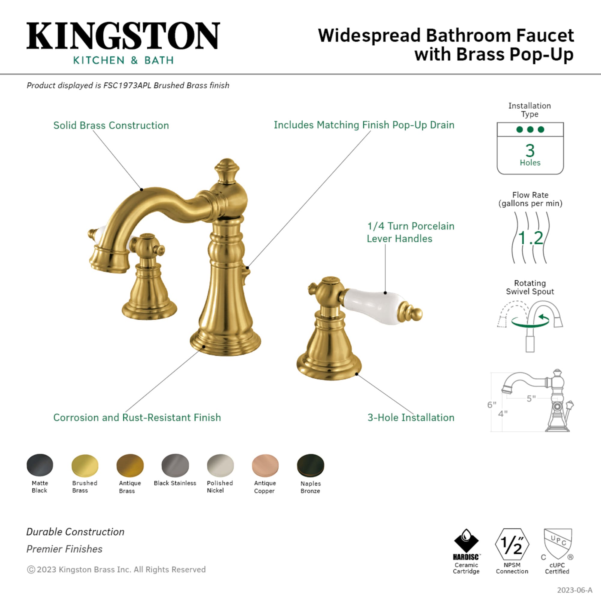 Kingston Brass WLFSC1979APL Lavatory-Faucets - View #3