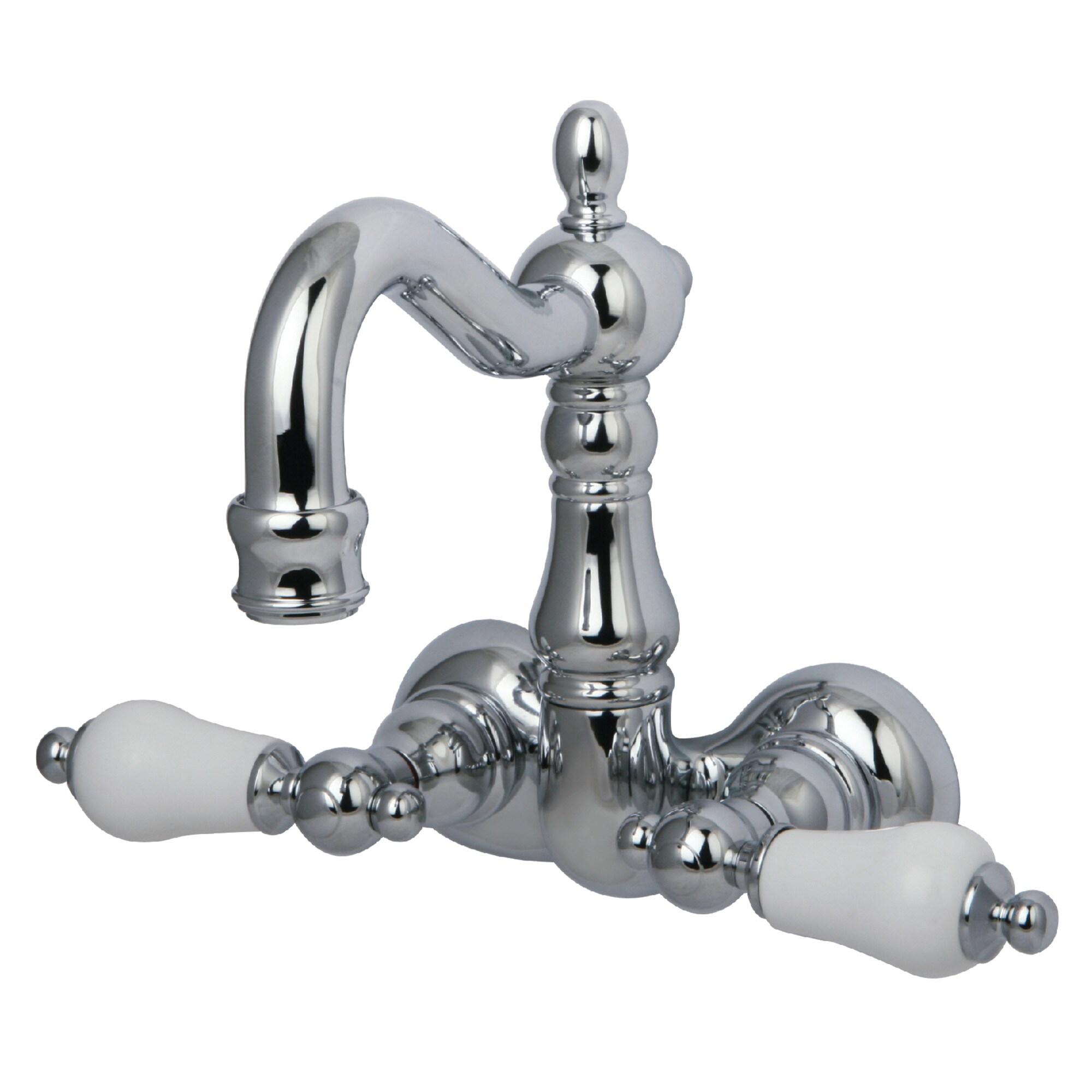 Kingston Brass WLCC1076T1 Vintage Polished chrome 2-handle Wall-mount High-arc Bathtub Faucet ( Valve Included )