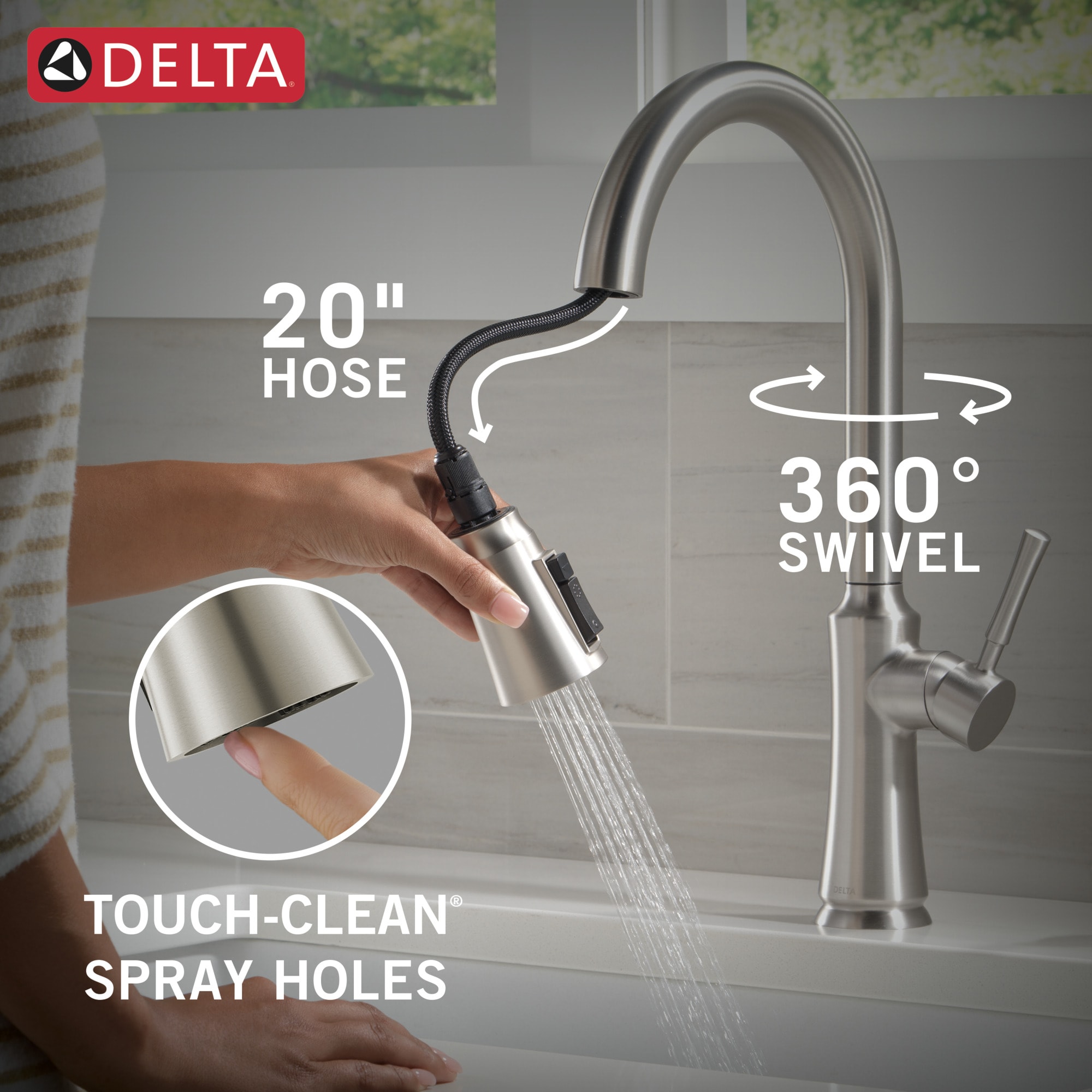 Delta Chalet Stainless Steel Single Handle Pull-down Kitchen Faucet ...