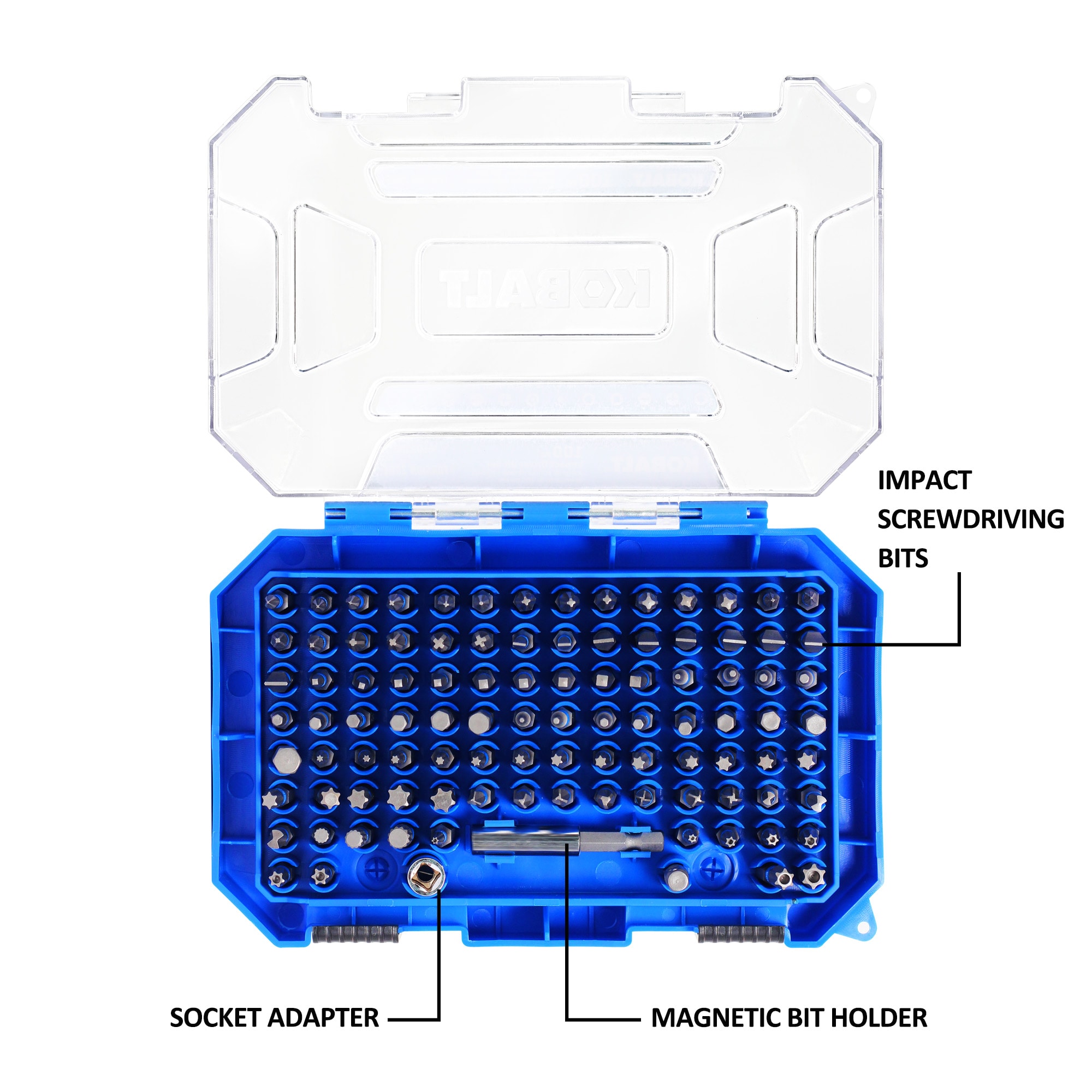 Kobalt 1467 3/8-in x Phillips/Square/Torx Impact Driver Bit Set 100 -Piece
