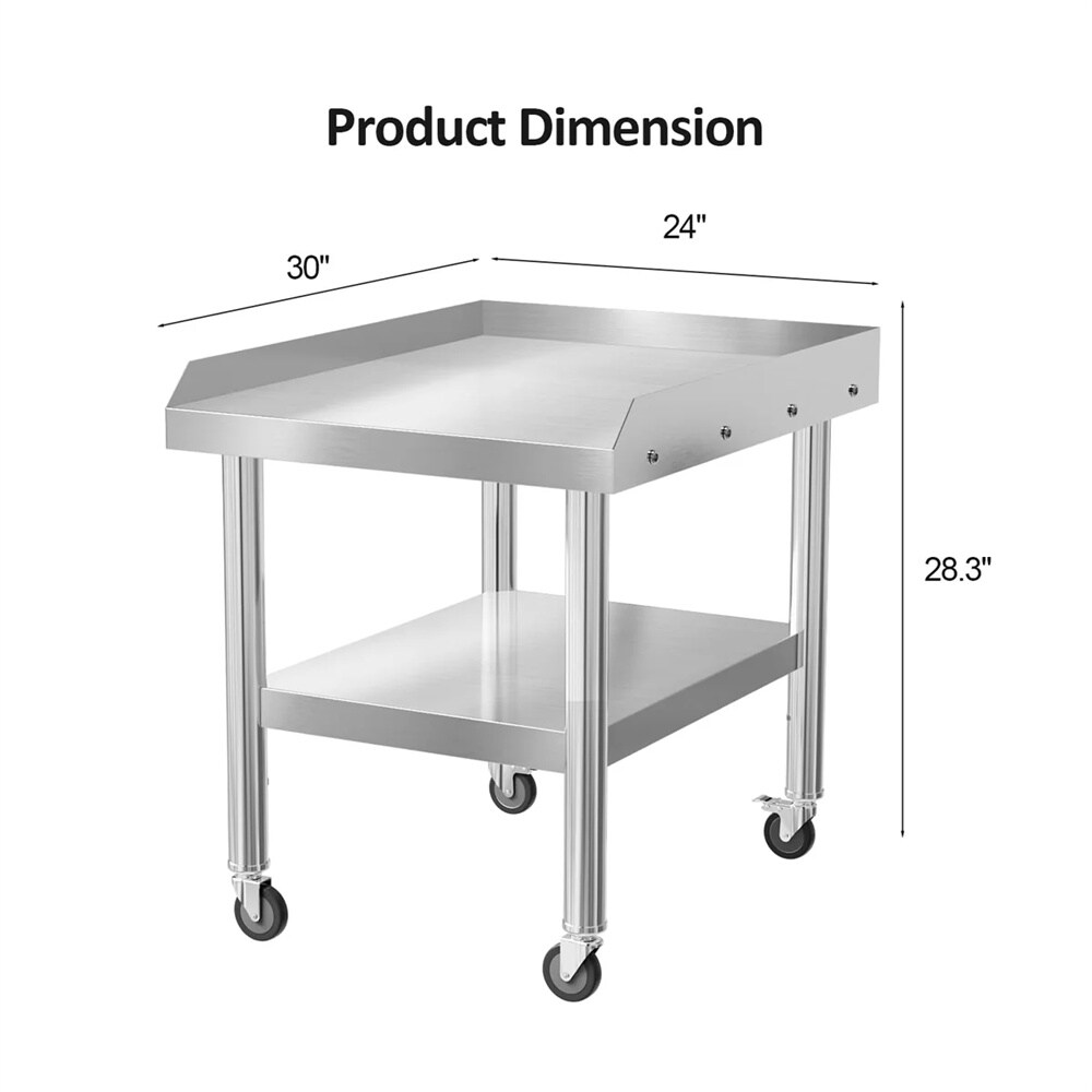 VEVOR Stainless Steel 28'' Adjustable Portable Work Table with Wheels