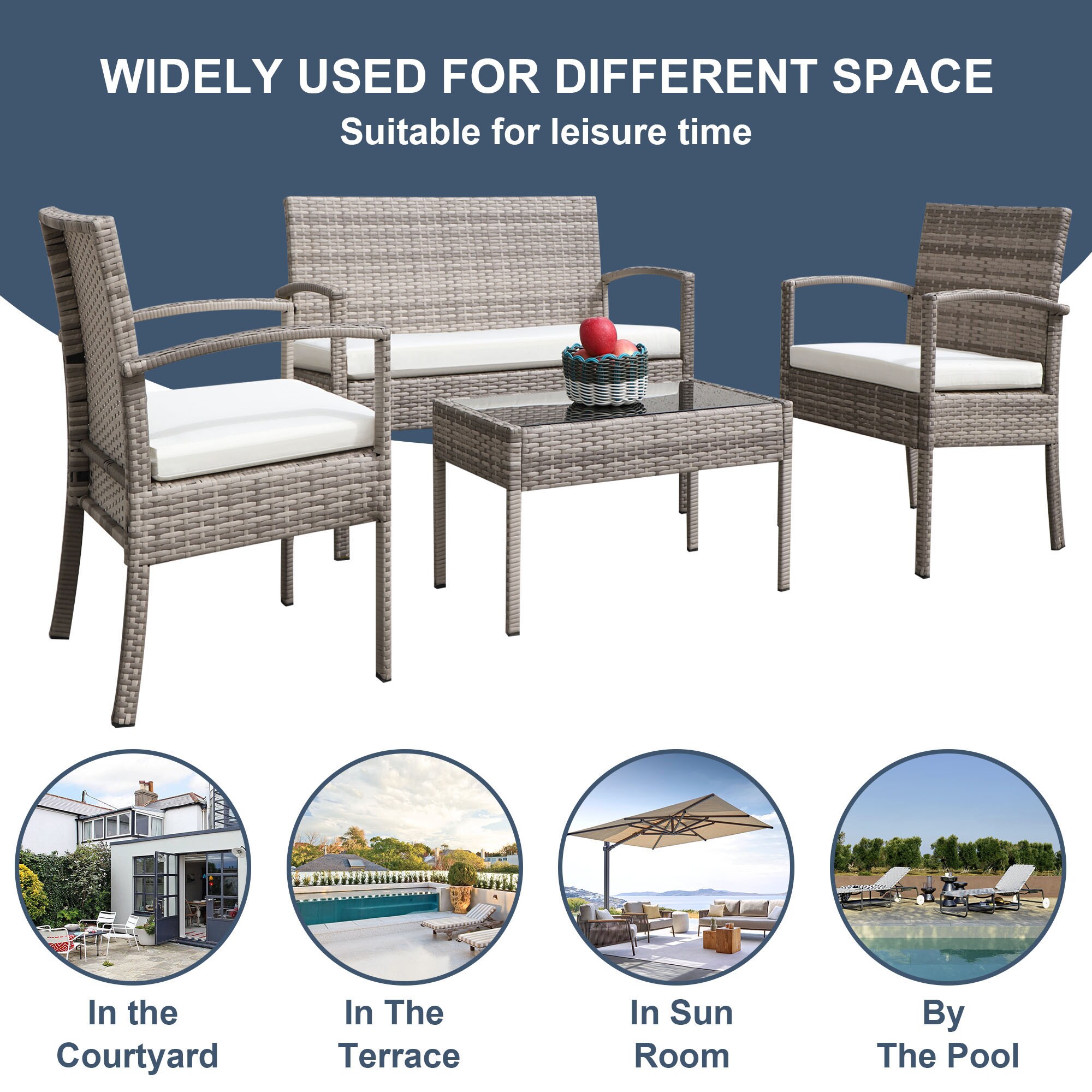 Clihome TM-1971WF04-4 Patio-Conversation-Sets - View #7