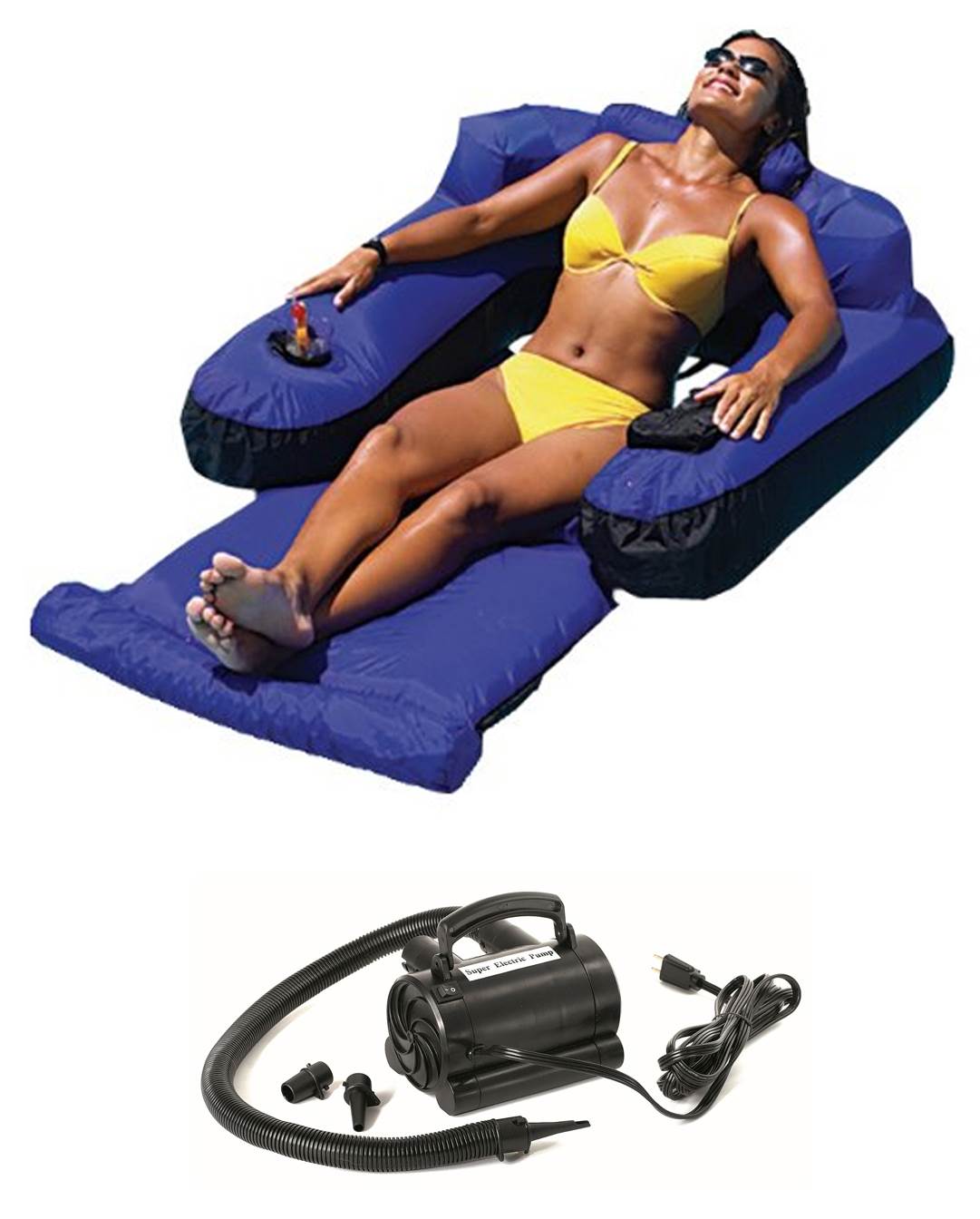Swimline 9047 Swimming Pool Fabric Inflatable Ultimate Floating Lounger Chair 