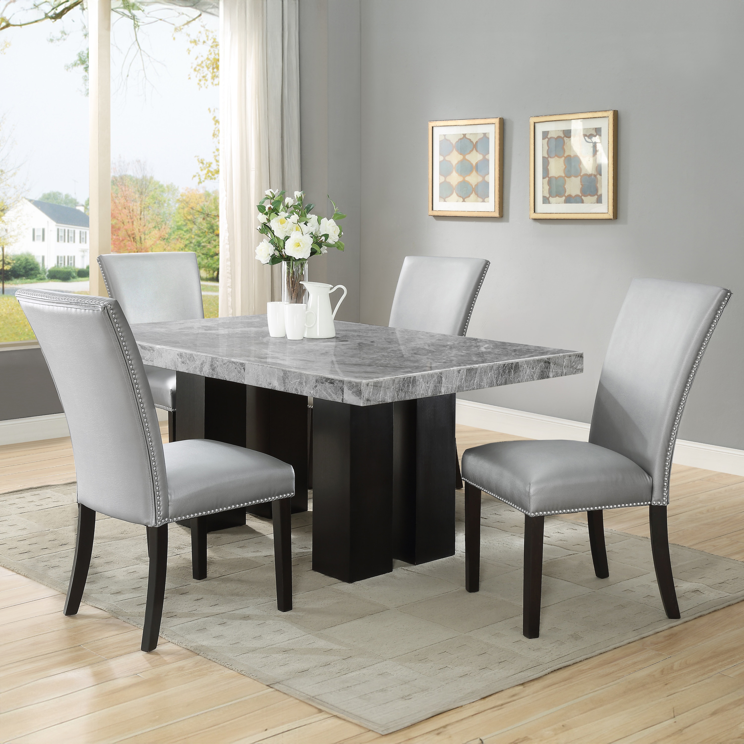 Steve Silver CM420-D5PC-GS Camila Gray Contemporary/Modern Dining Room Set with Rectangular Table ( Seats 4 )