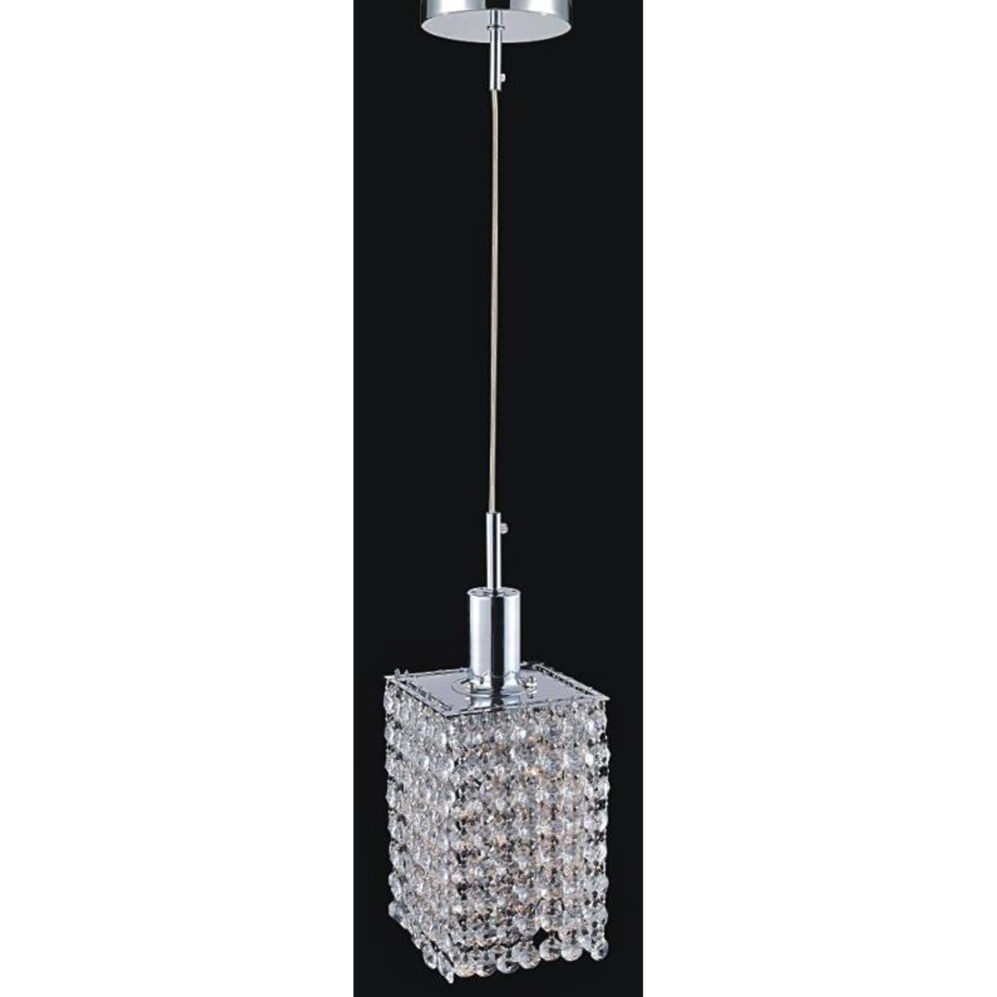 CWI Lighting 4281P-R-S-C-CRYSTAL Glitz Chrome Traditional Square Mini Hanging Pendant light