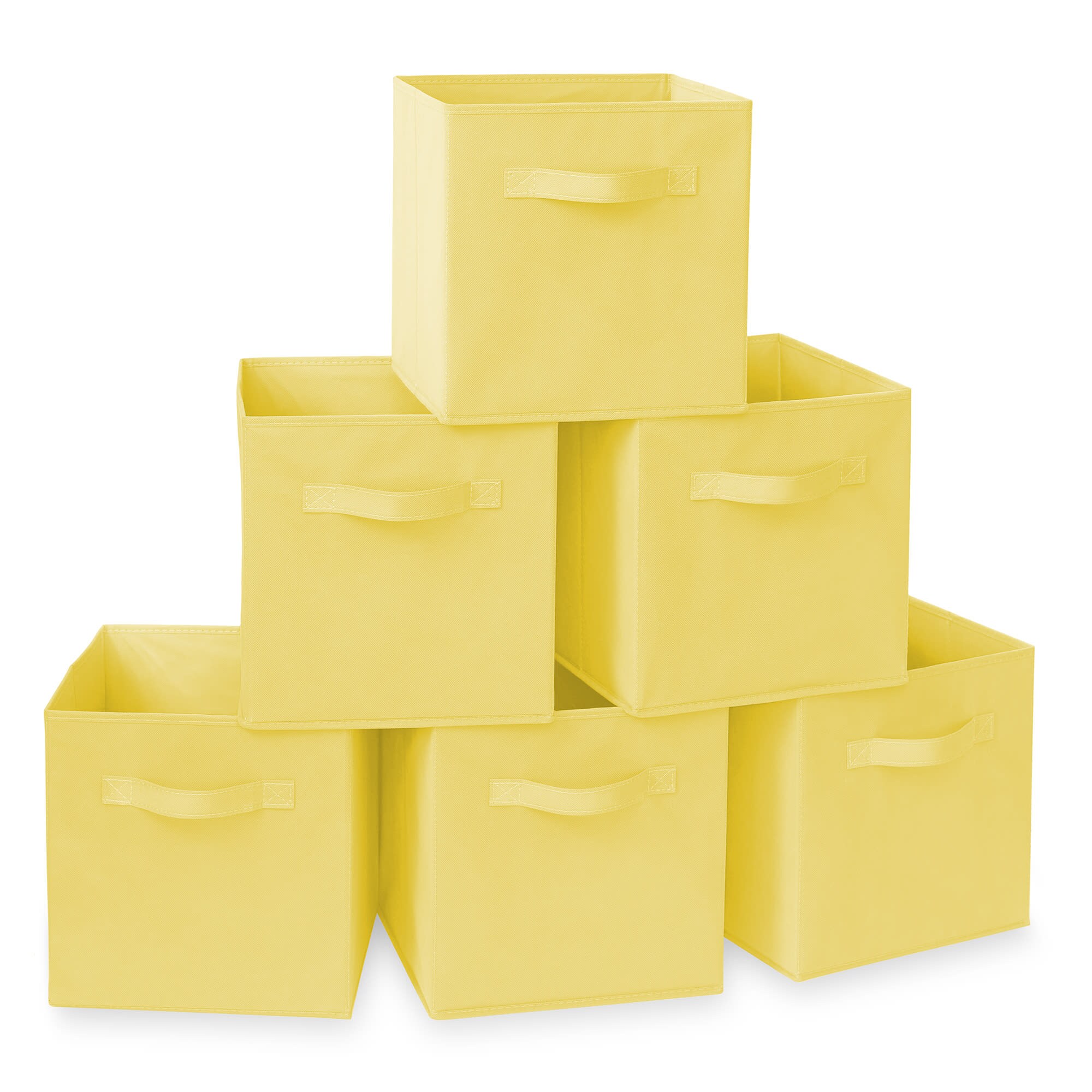Casafield HOM-STO-6CC-YEL (Set of 6) Collapsible Fabric Cubes - 11-in Storage Bins - Yellow