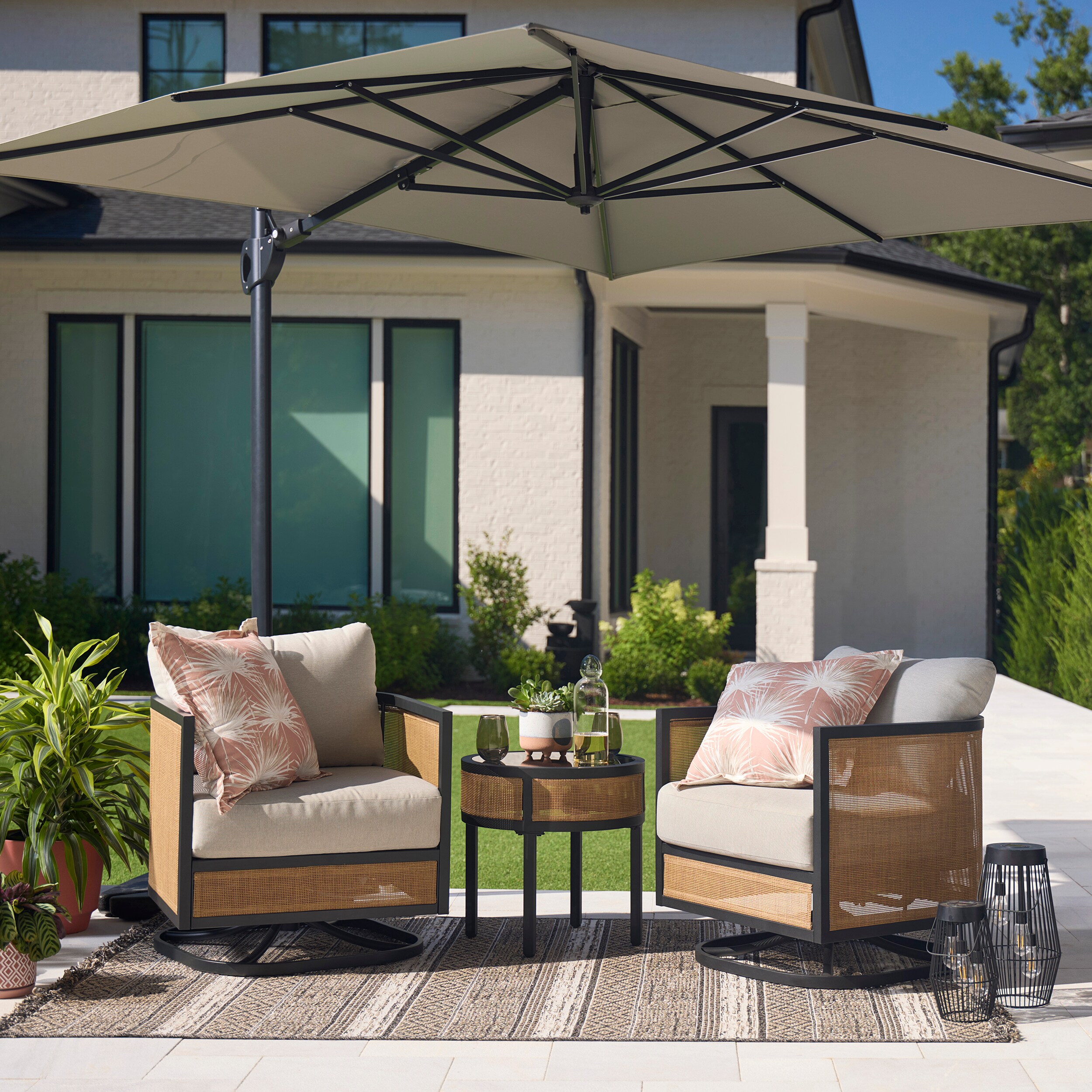 Origin 21 Chandler 3-Piece Patio Conversation Set with Cream Cushions