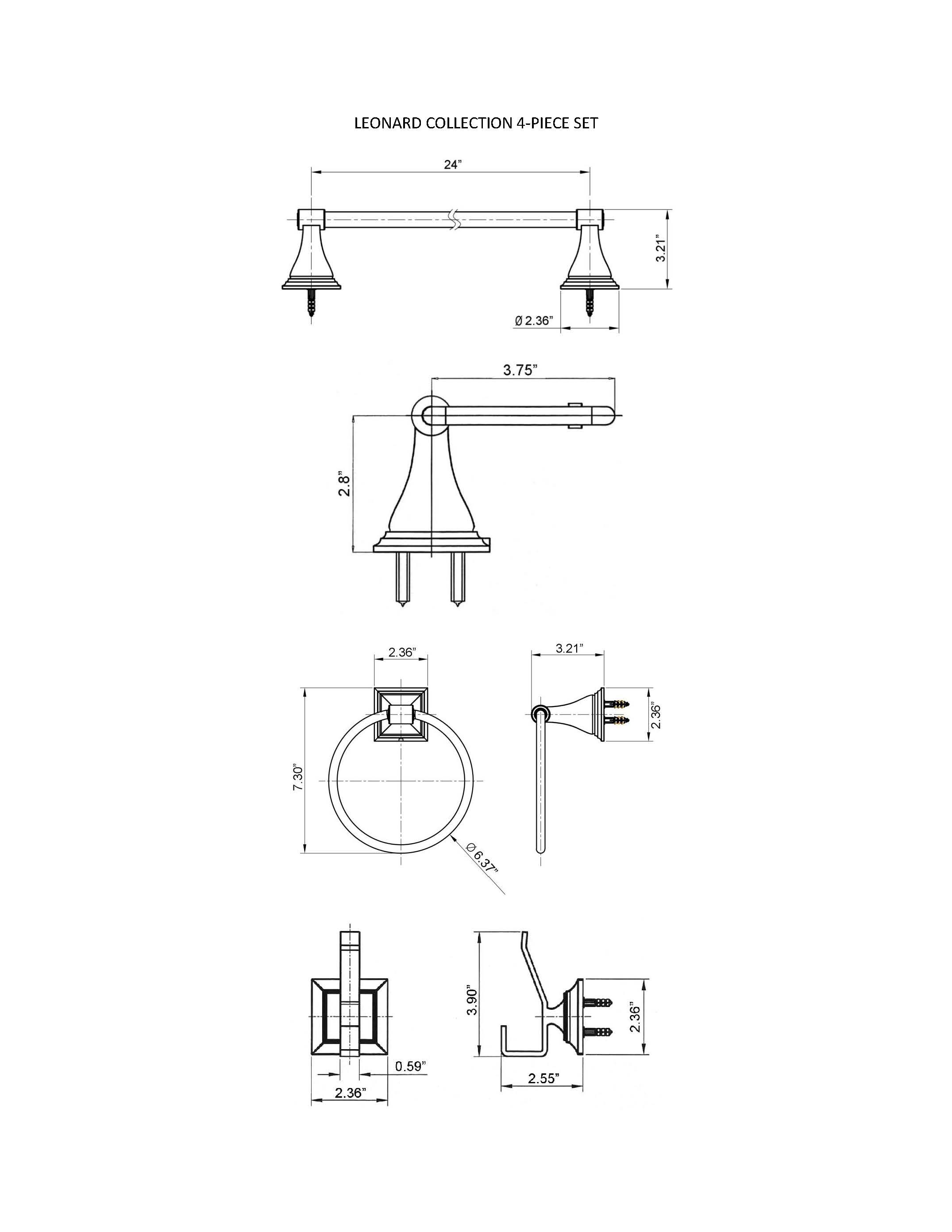 ARISTA 1701-4SET-CH Decorative-Bath-Hardware-Kits - View #9