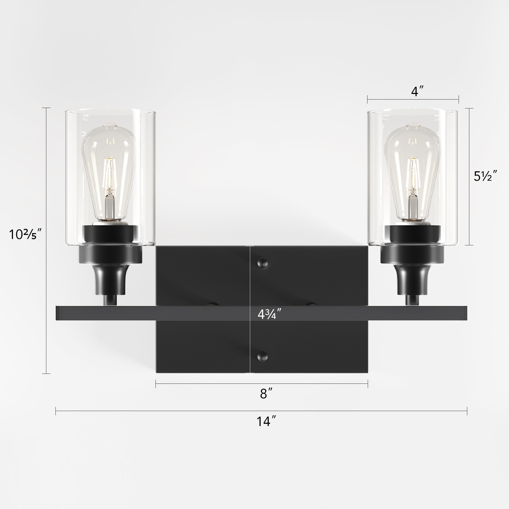 CO-Z 14-in 2-Light Matte Black Led, Modern/Contemporary Vanity Light in ...