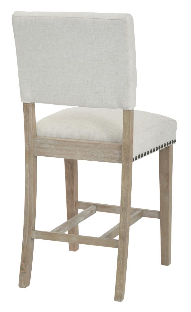 OSP Home Furnishings Linen Counter height Metal Bar Stool with Back at