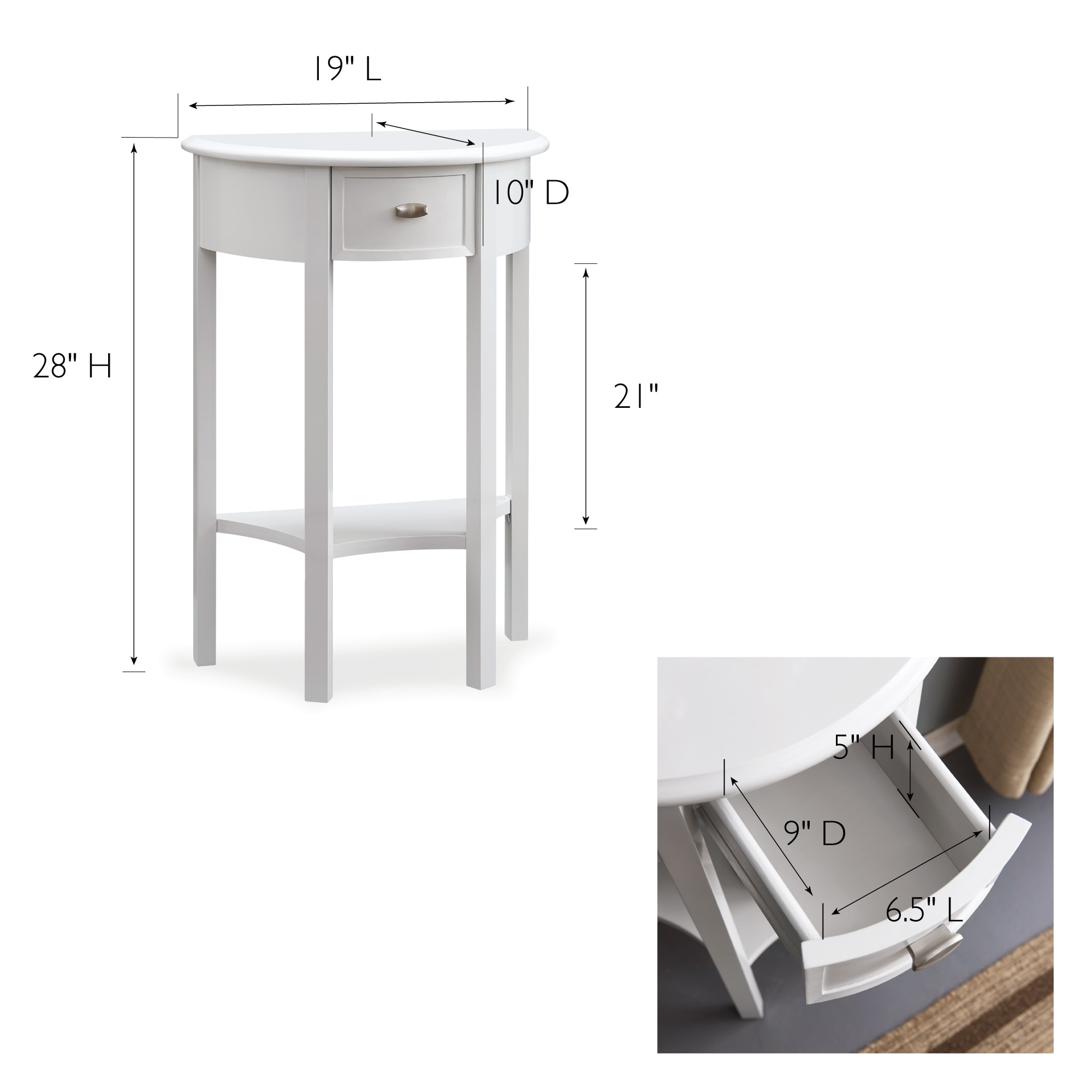 Leick Home 9030-WT Console-Sofa-Tables - View #2