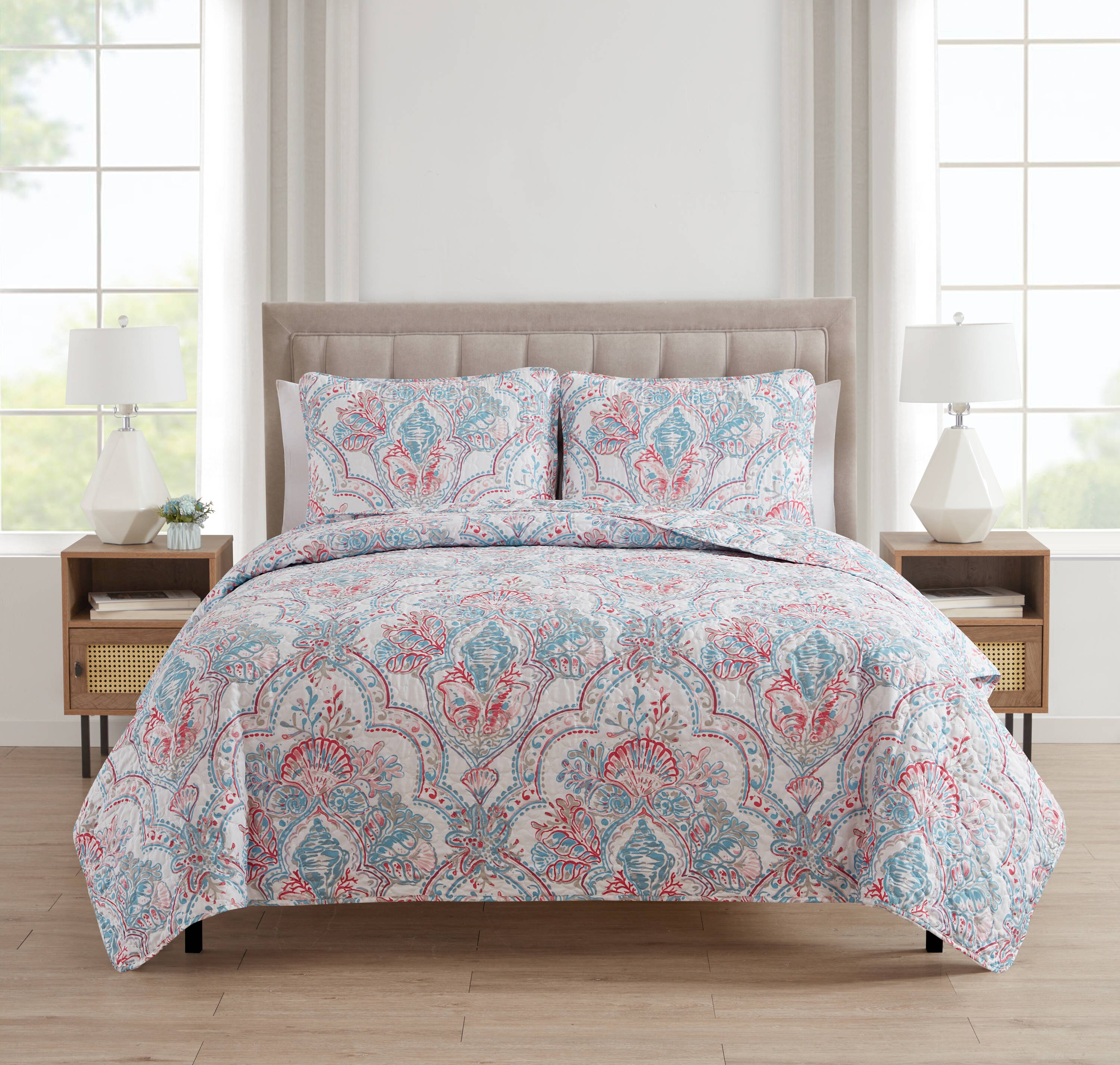 MHF Home Printed Quilt-Set 3-Piece Blue King Quilt Set at Lowes.com