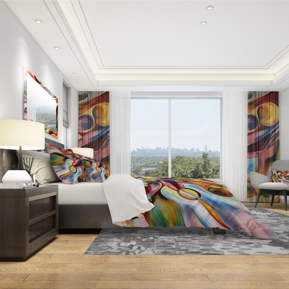King Size Multicolor Abstract Microfiber Duvet Cover Set