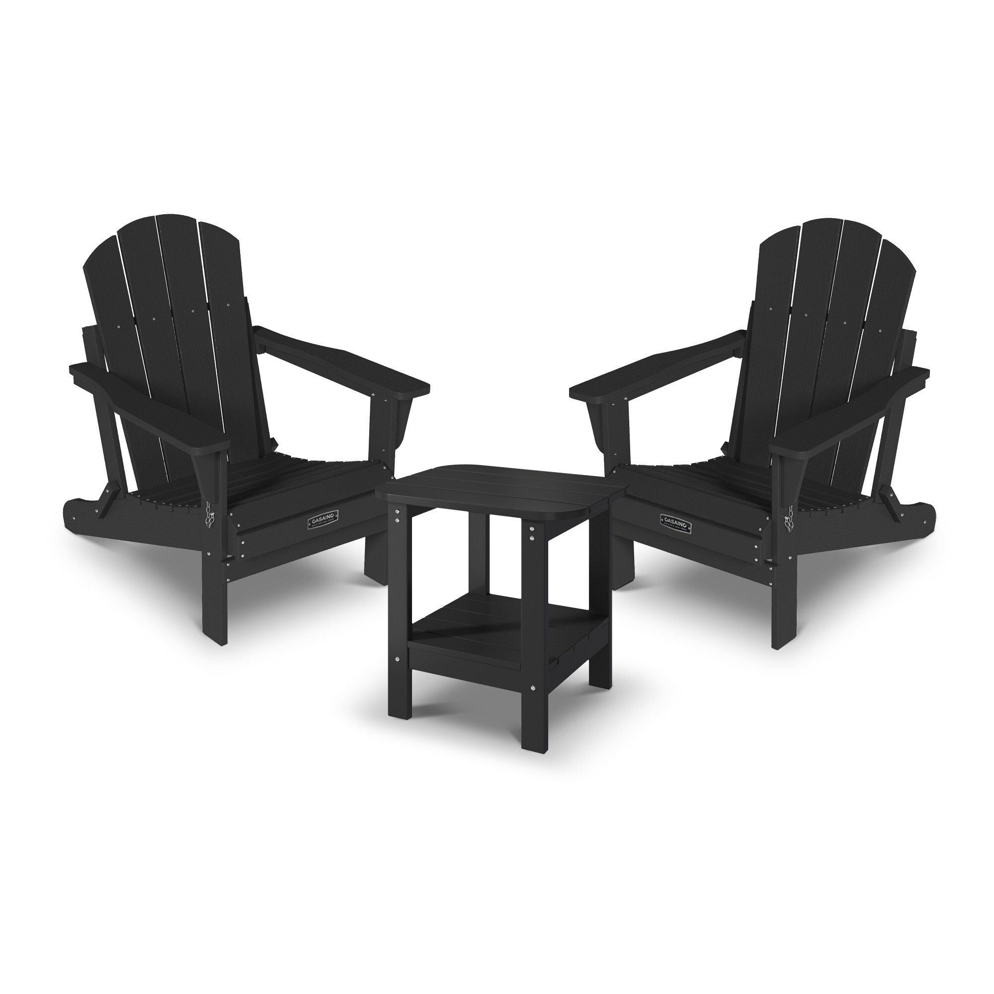 CASAINC Foldable Outdoor Adirondack Chair with Table Set of 2