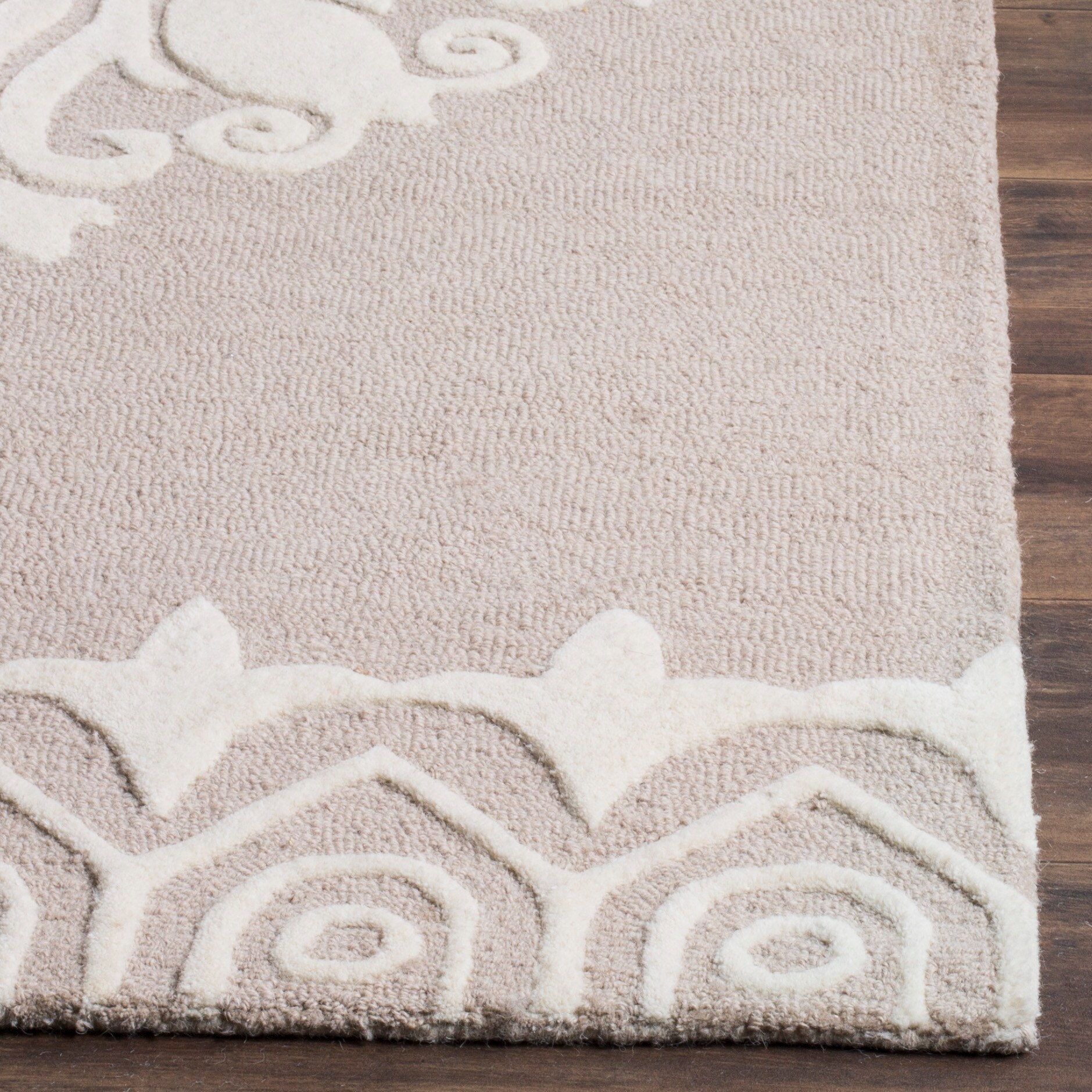 Bella 5' x 5' Square Beige Ivory Hand-Tufted Wool Area Rug
