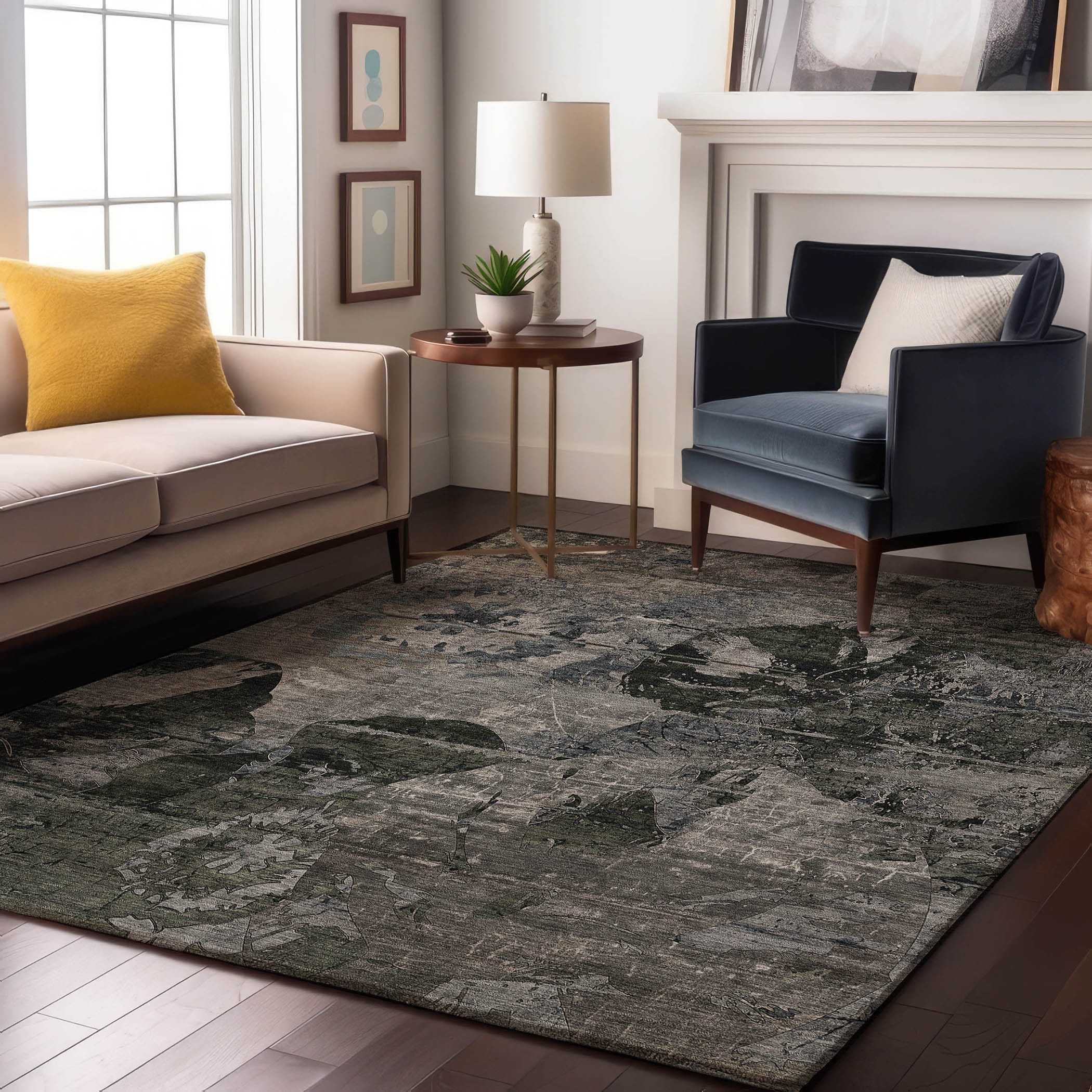 Addison Rugs AMF548GE8RO Mayfield AMF548GE 8 x 8 (ft) Loomed Polyester Green Round Indoor Geometric Machine washable Area rug