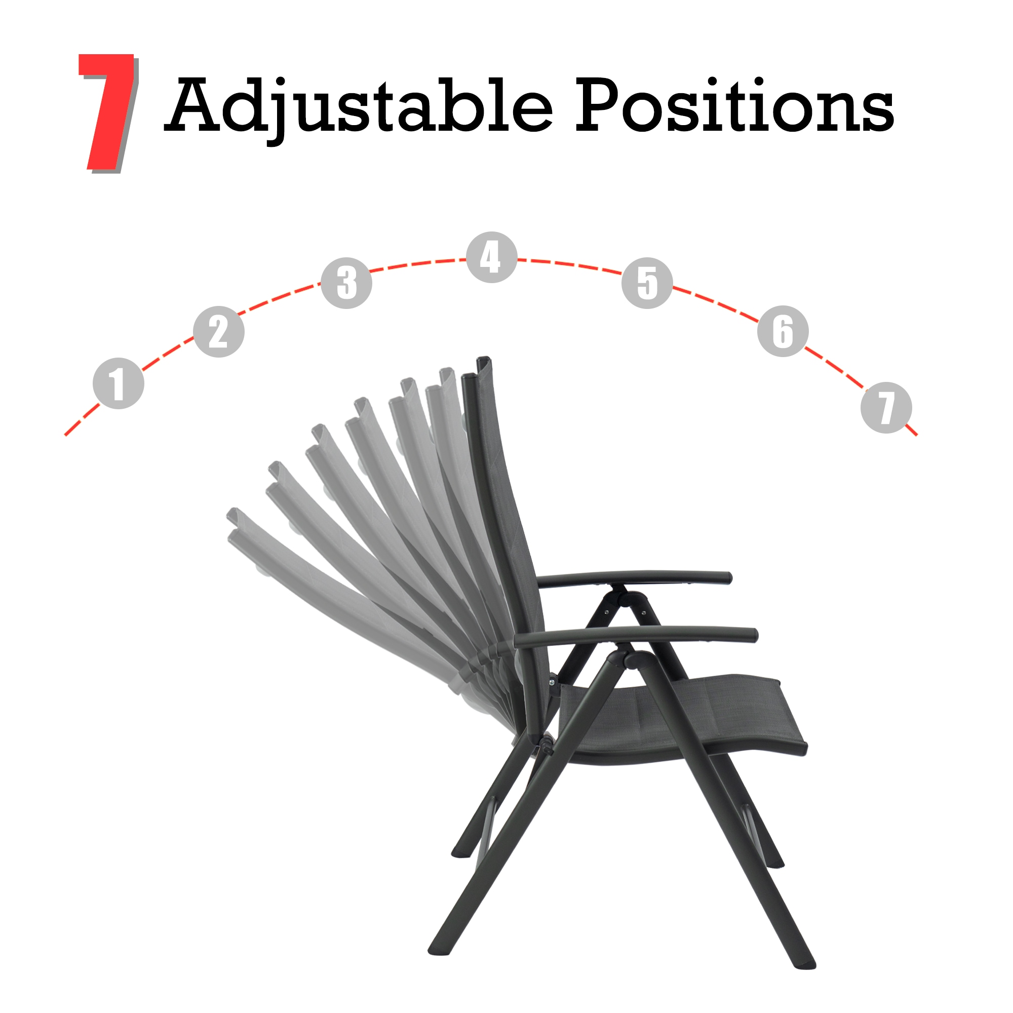 Gray Foldable Padded Aluminum Outdoor Dining Chairs (Set of 2)