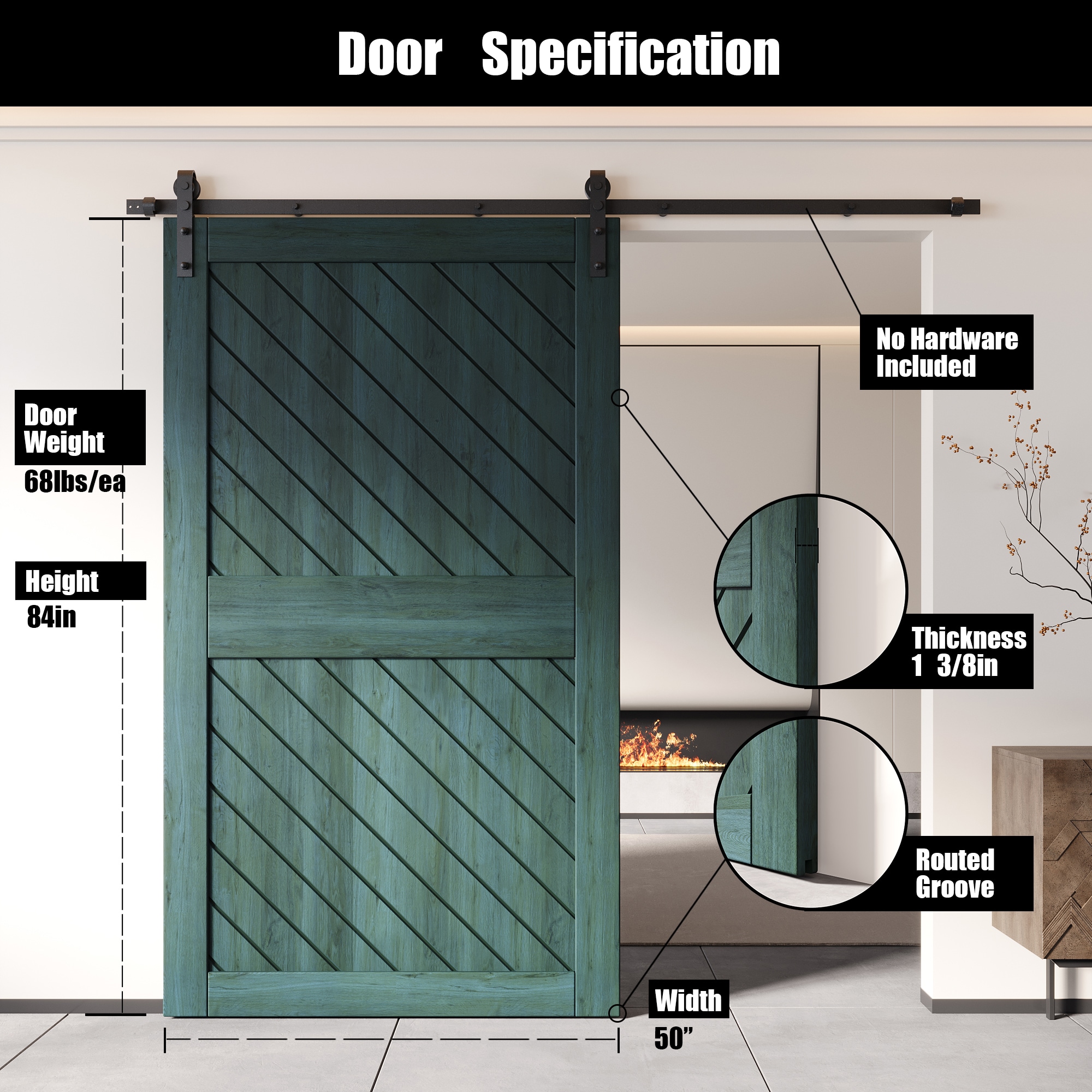 HOMACER XT2-5084-RP Barn-Doors - View #2