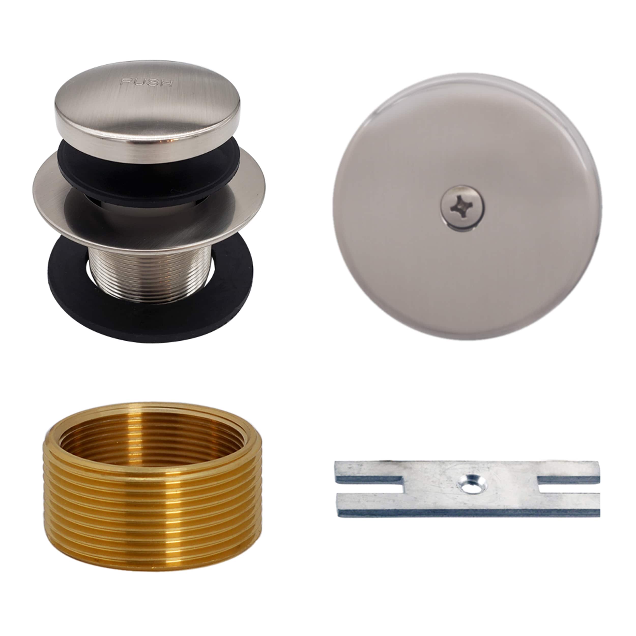 WESTBRASS D931K-07 Tip-Toe Tub Trim Set One-Hole Faceplate with Bushing and Converter in Satin Nickel D931K-07