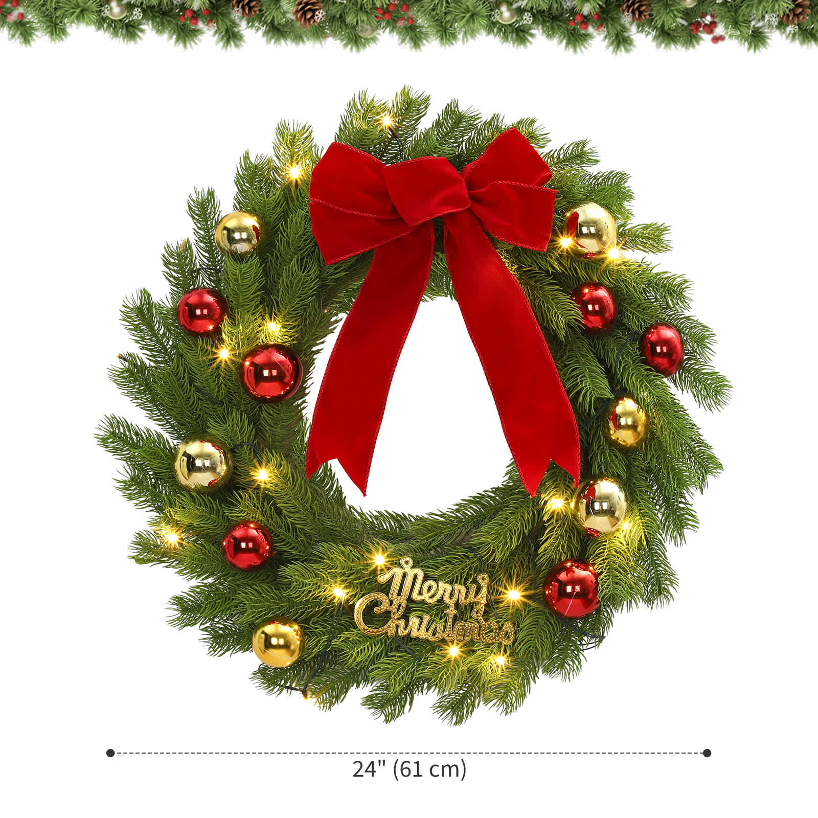 Qeetex JXNAG-PHK-34F4QDC5 Artificial-Christmas-Wreaths - View #3