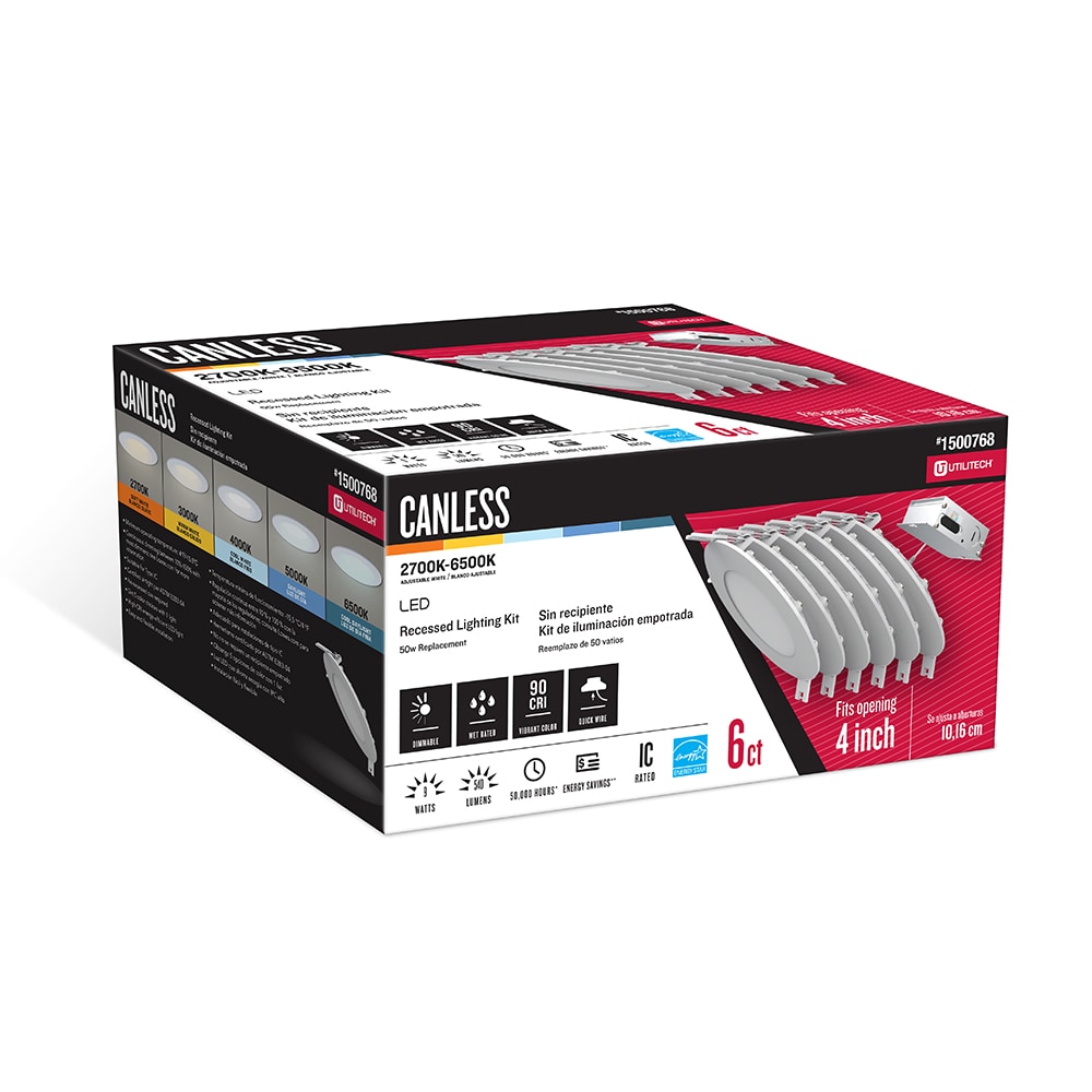 utilitech canless 2700k 6500k 6 inch