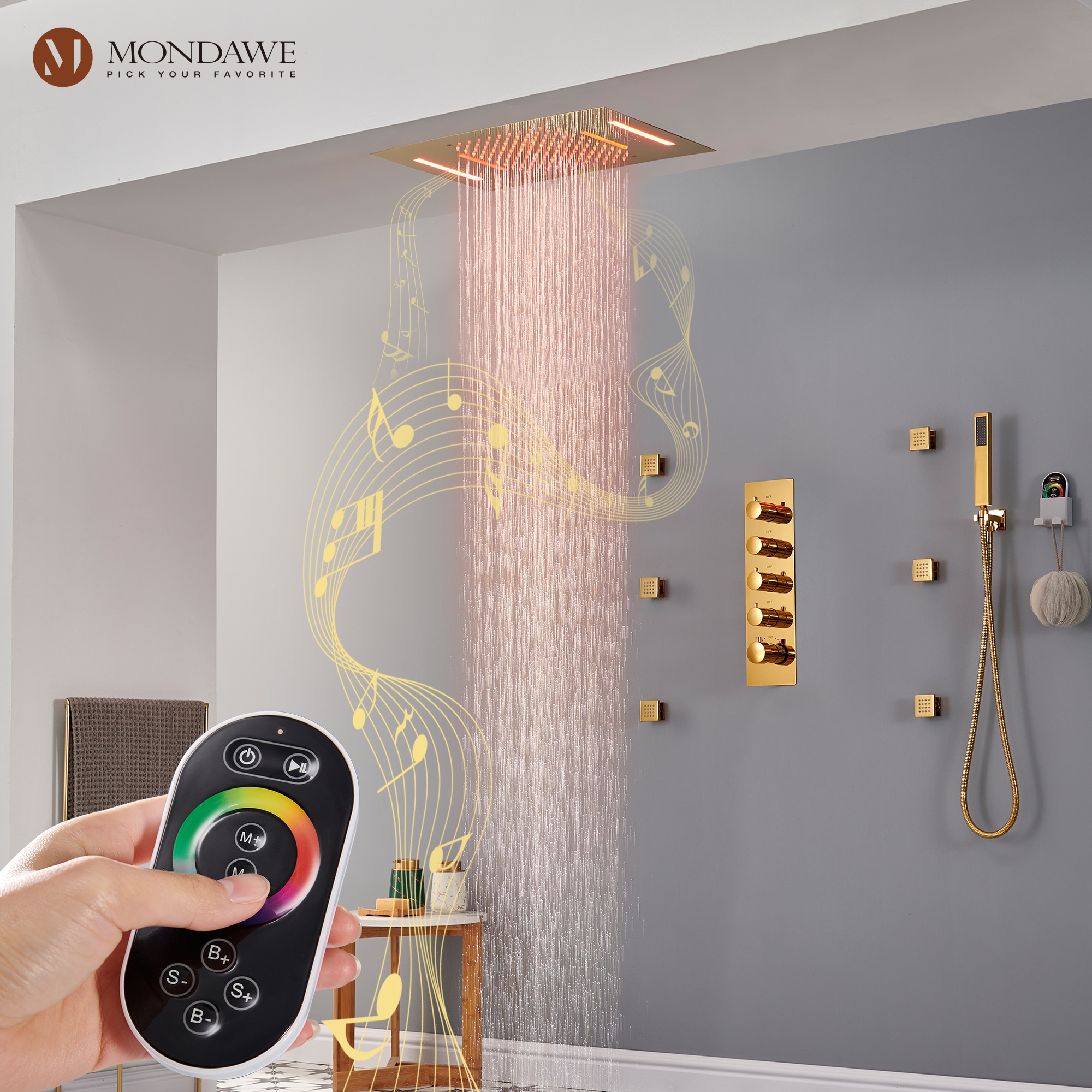 Mondawe MO1791DT-MB Showerhead-Bar-Panels - View #3