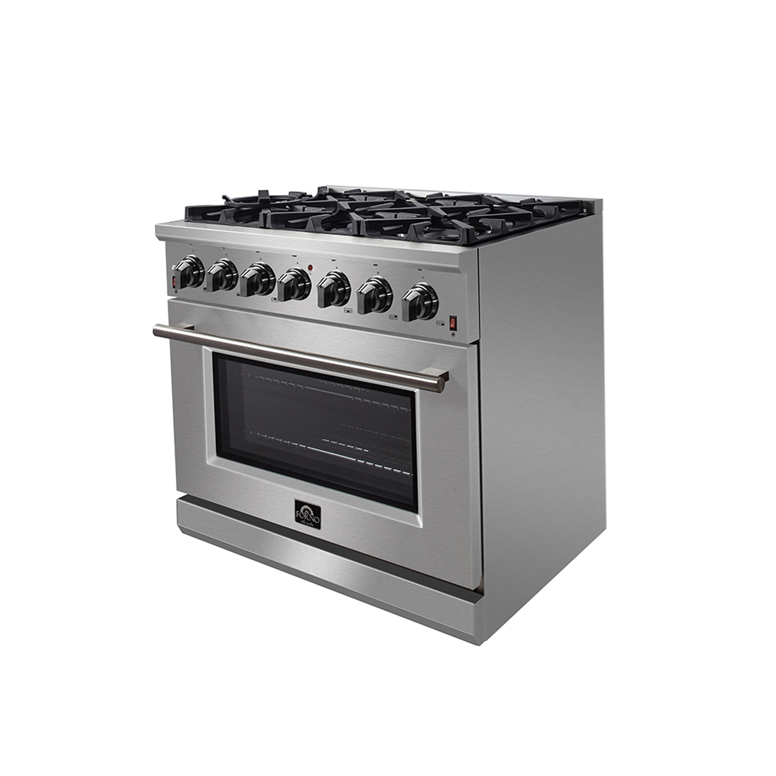  FORNO Vittorio Full Gas 36 Inch. French Door Freestanding  Range 6 Sealed Burners Cooktop - 5.36 Cu. Ft. Gas Convection Oven Capacity  - Stainless Steel Stove Range Heavy Duty Cast Iron Grates : Appliances