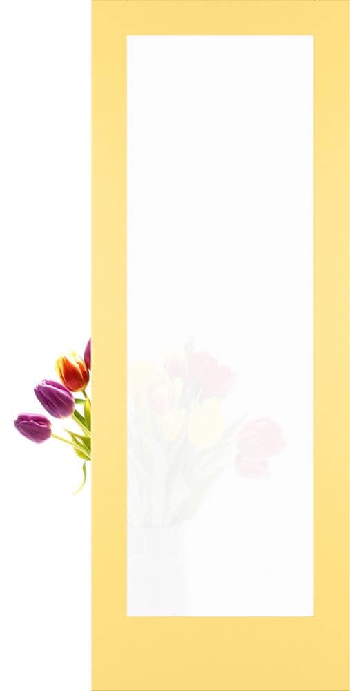 RELIABILT LO1370155 Shaker 32-in x 80-in Marigold 1-panel Frosted glass Smooth Solid core Prefinished Pine Wood Slab Door